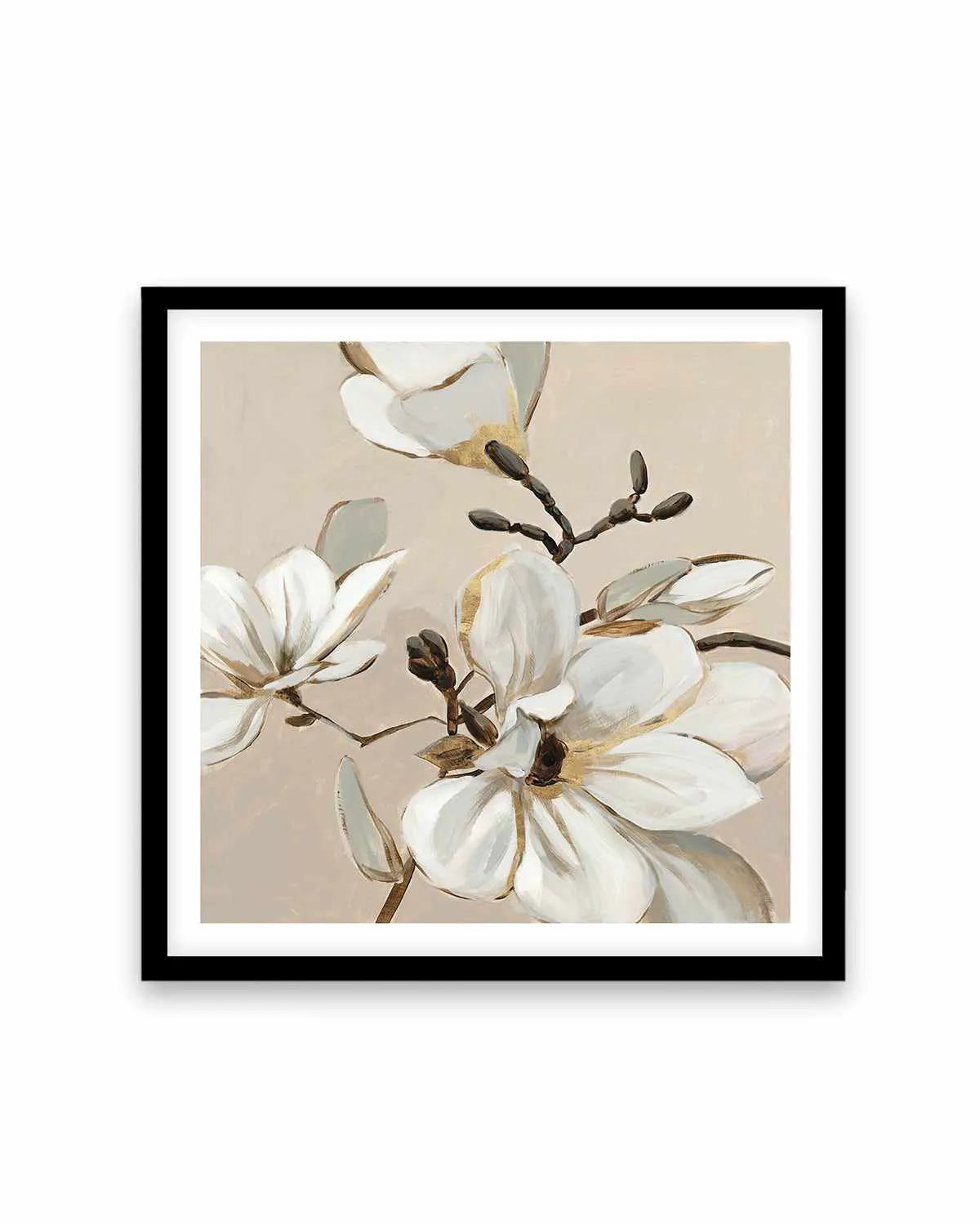 White Magnolia Branch I Art Print from Olive et Oriel where you can shop wallpaper and artworks online