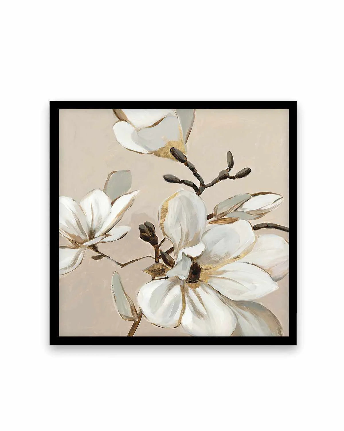 White Magnolia Branch I Art Print from Olive et Oriel where you can shop wallpaper and artworks online