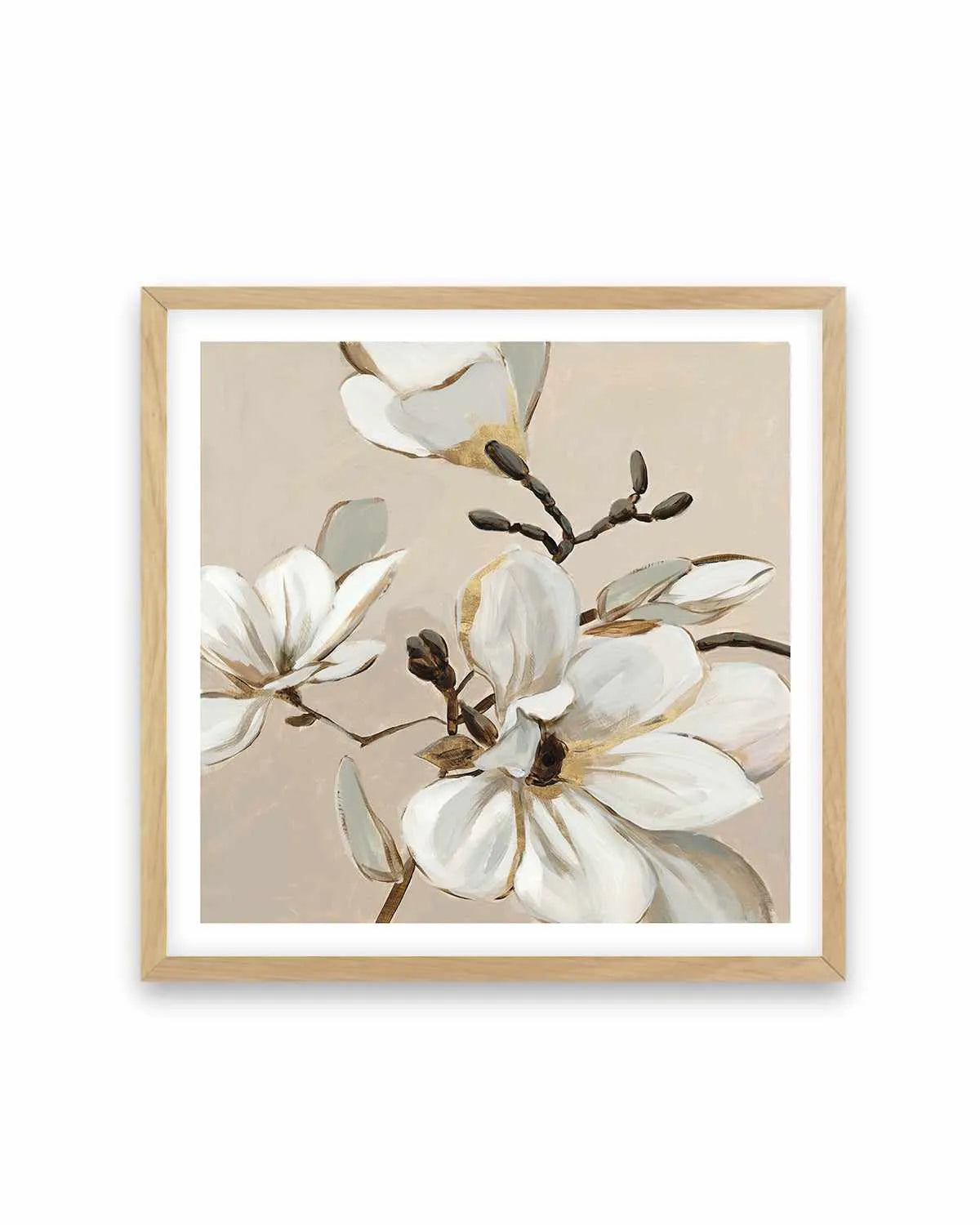 White Magnolia Branch I Art Print from Olive et Oriel where you can shop wallpaper and artworks online