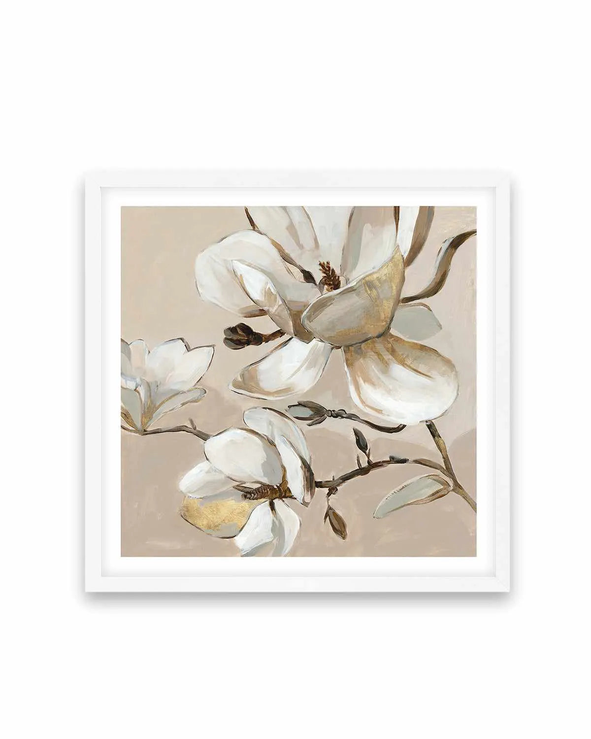 White Magnolia Branch II Art Print from Olive et Oriel where you can shop wallpaper and artworks online