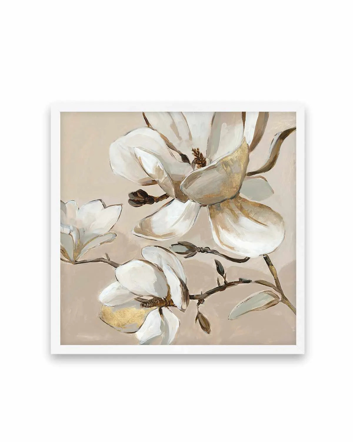 White Magnolia Branch II Art Print from Olive et Oriel where you can shop wallpaper and artworks online