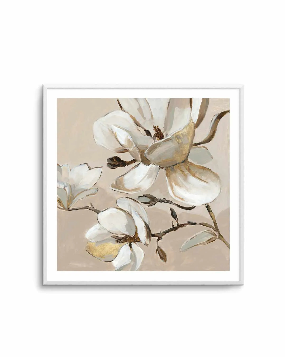 White Magnolia Branch II Art Print from Olive et Oriel where you can shop wallpaper and artworks online