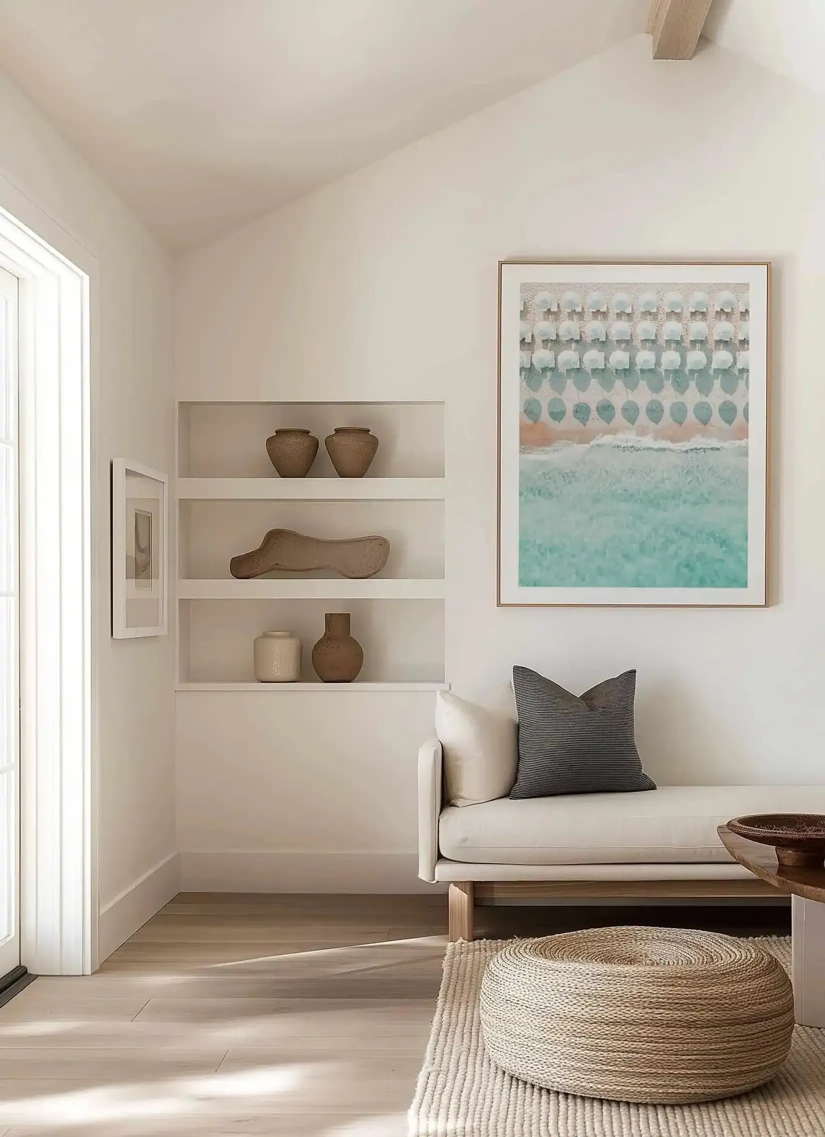 White Umbrellas Art Print from Olive et Oriel where you can shop wallpaper and artworks online