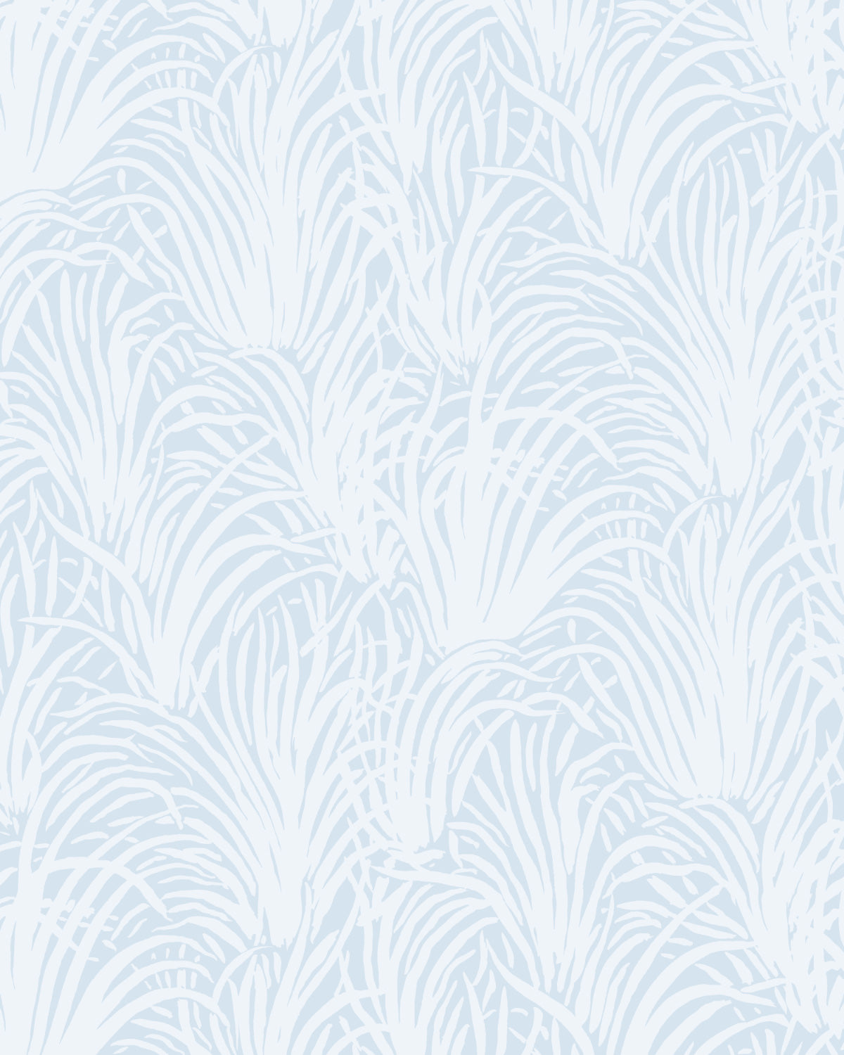 Coastal Luxe Grass in White on Blue Wallpaper