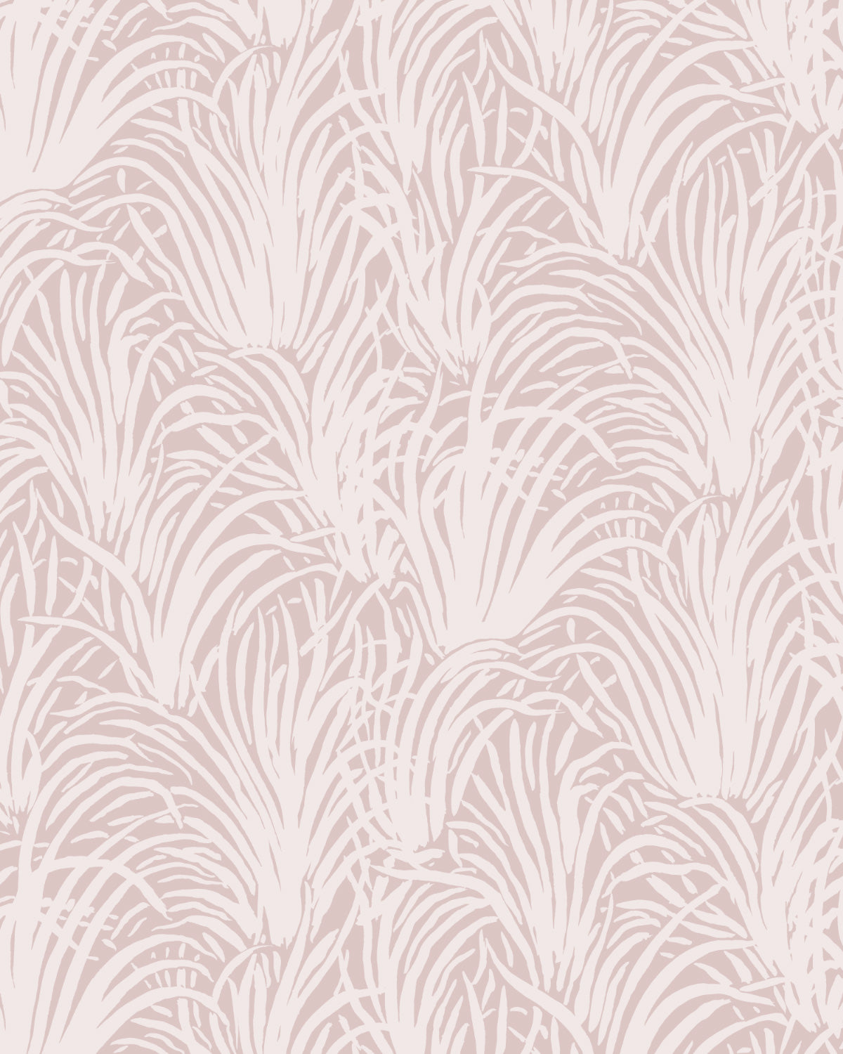 Coastal Luxe Grass in White on Rose Pink Wallpaper