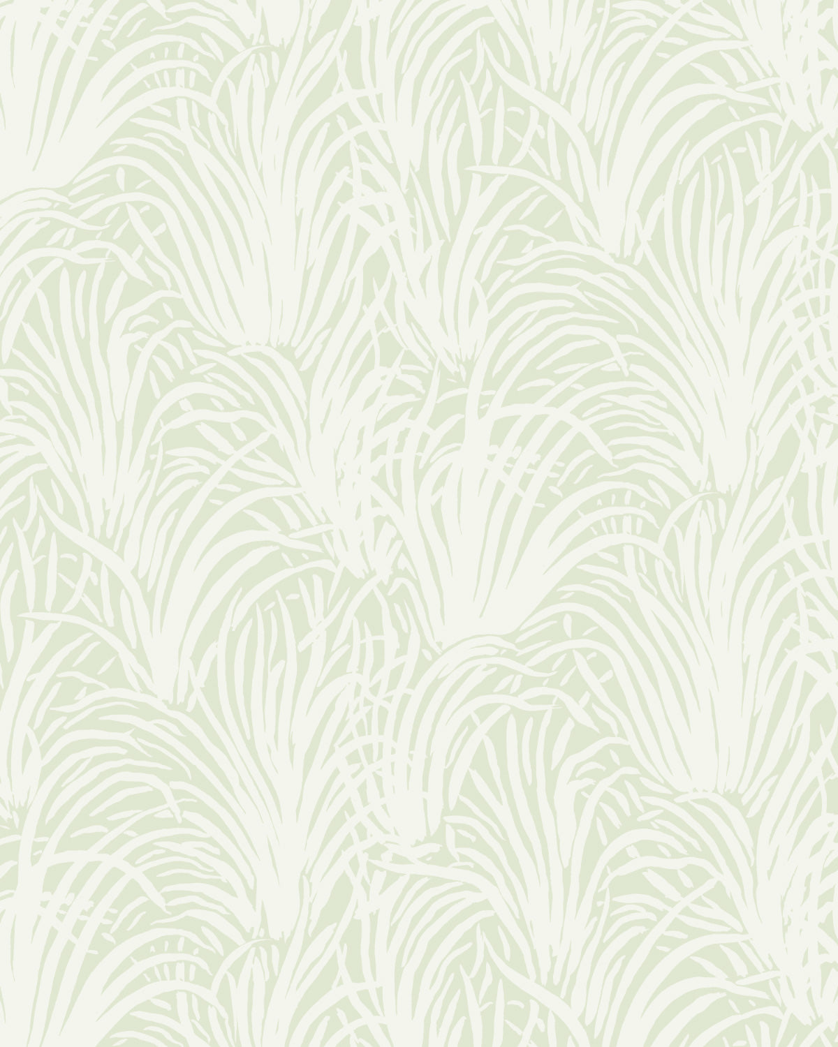Coastal Luxe Grass in White on Sage Green Wallpaper