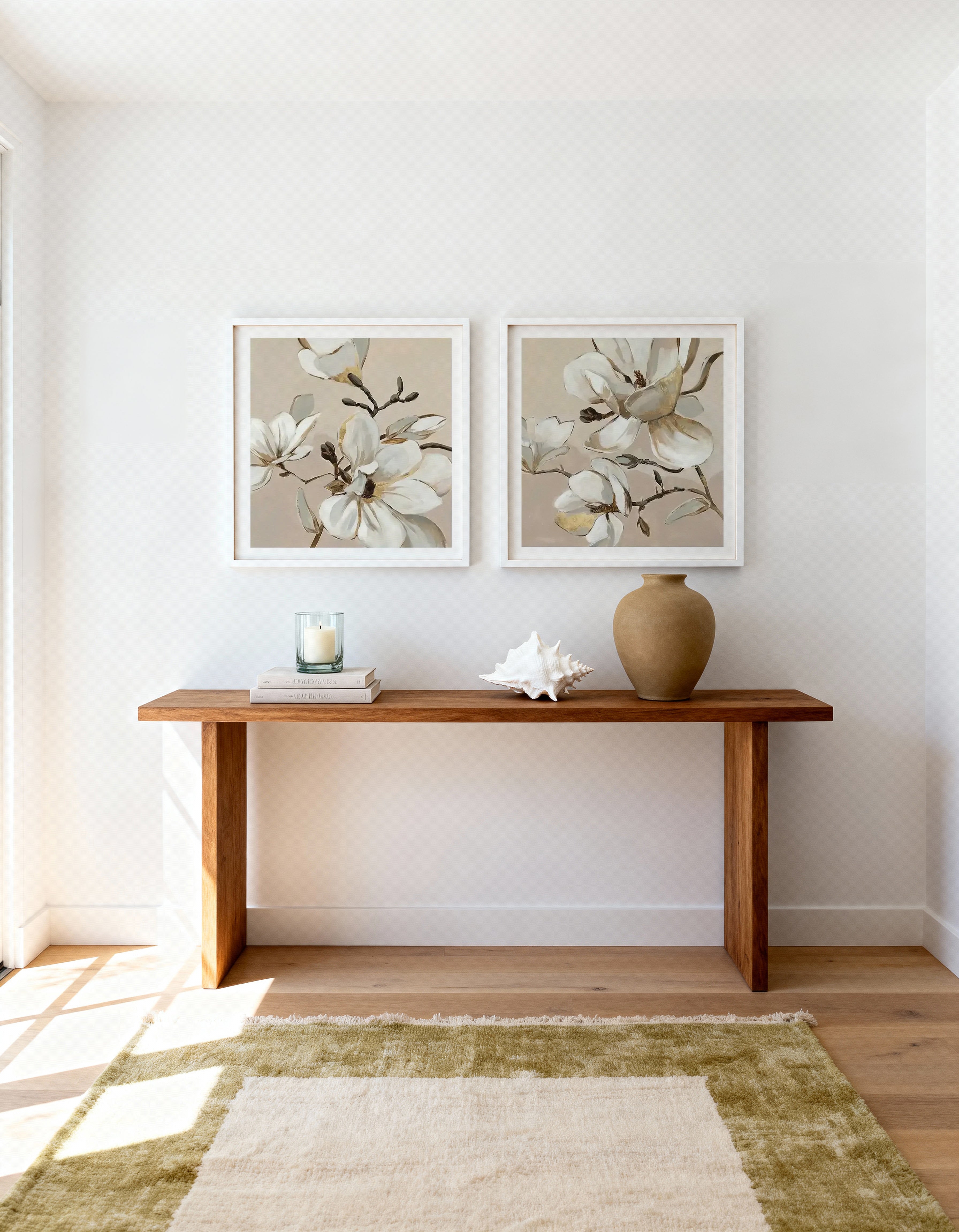 White Magnolia Branch I & II Art Print Set of 2 | Matching Wall Art