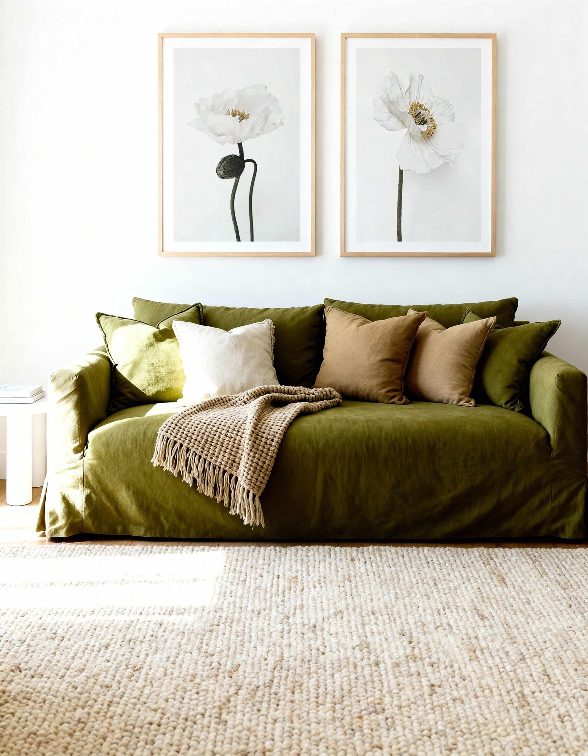 White Poppy I & II Art Print Set of 2 | Matching Wall Art from Olive et Oriel where you can shop wallpaper and artworks online