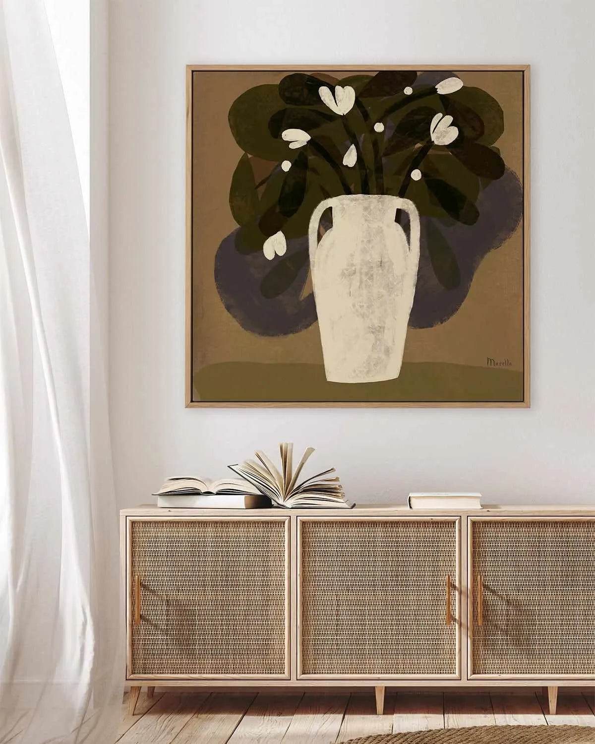 White Flowers by Marco Marella | Framed Canvas Art Print from Olive et Oriel where you can shop wallpaper and artworks online