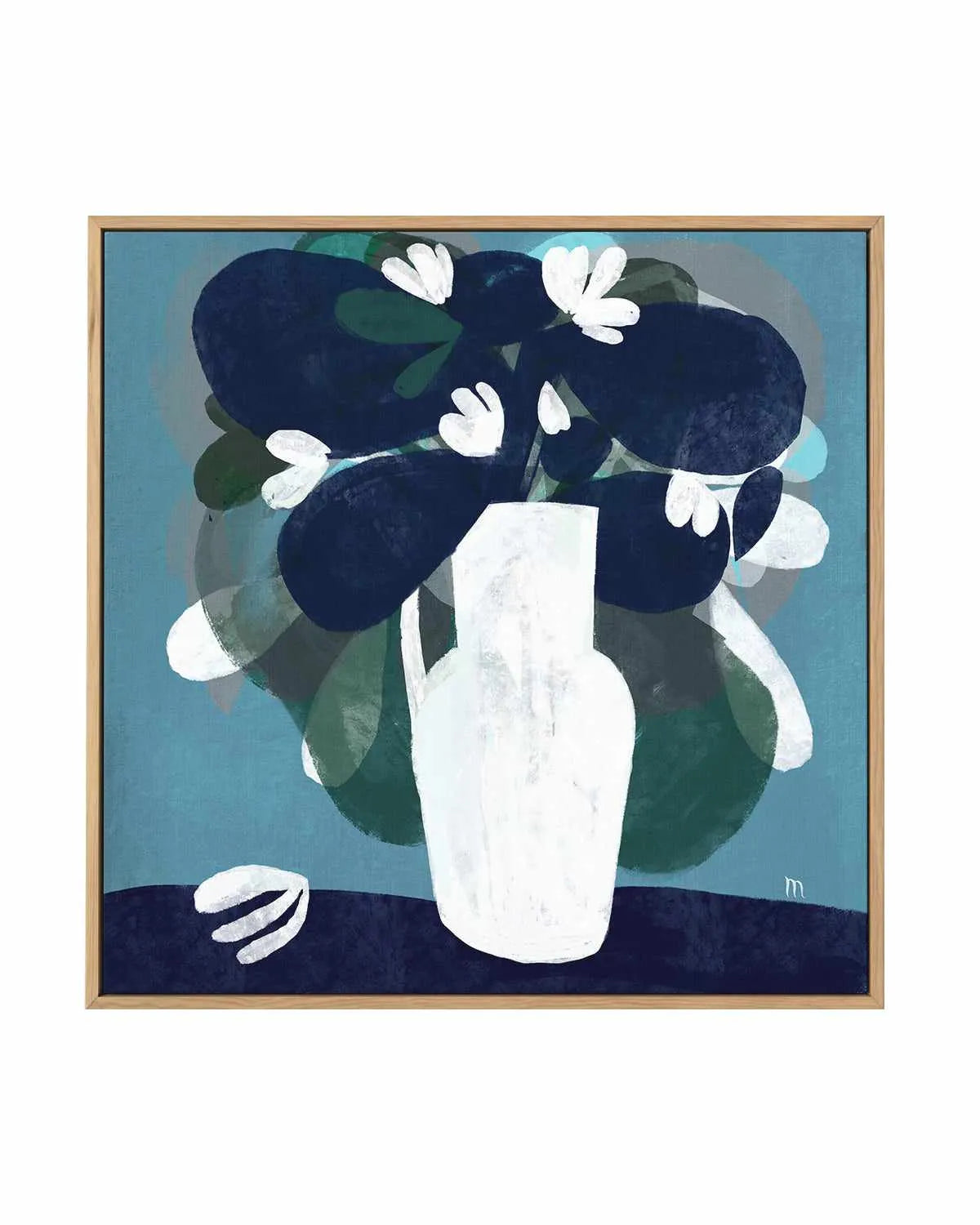 White Flowers in Blue Room by Marco Marella | Framed Canvas Art Print from Olive et Oriel where you can shop wallpaper and artworks online