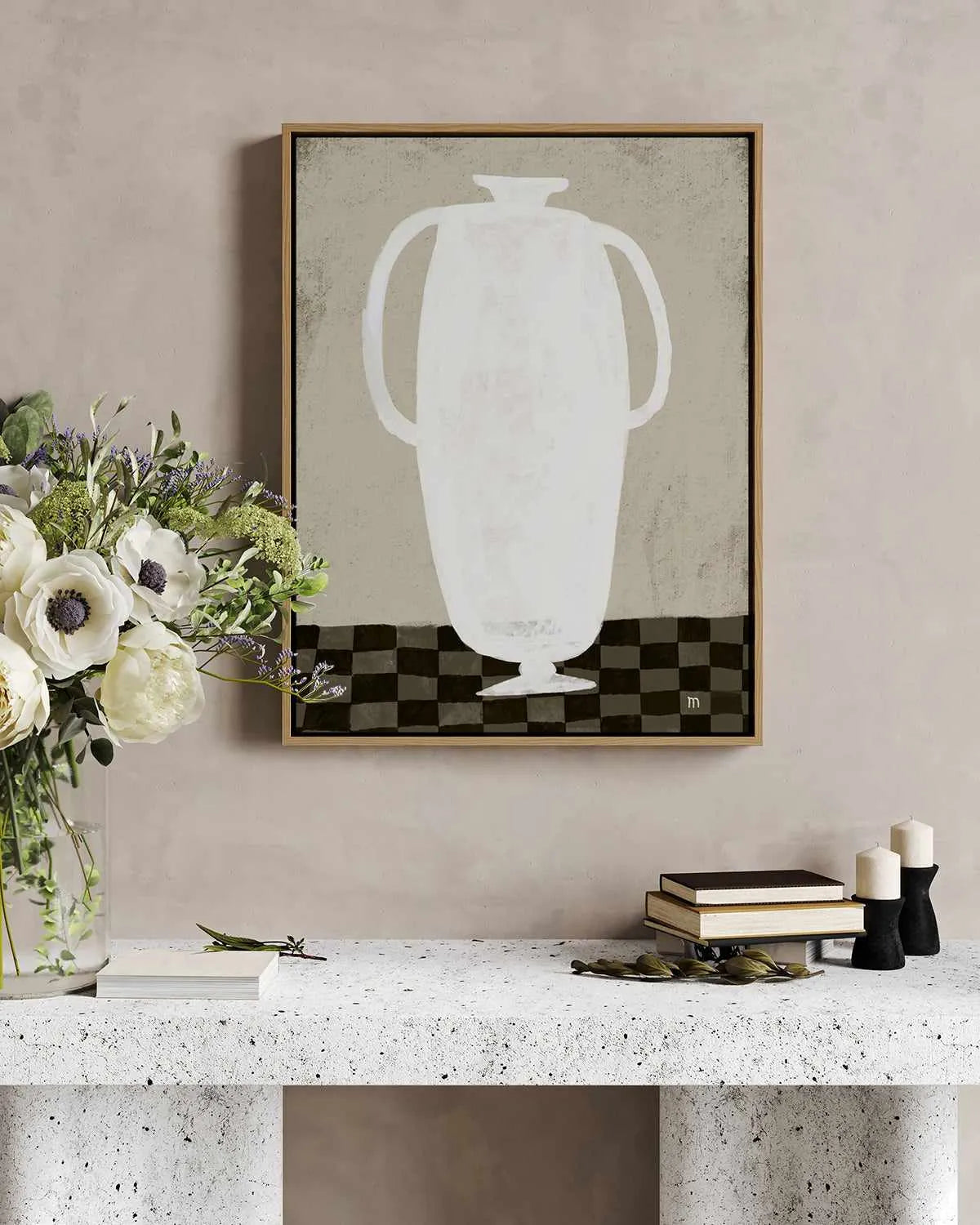 White Vase by Marco Marella | Framed Canvas Art Print from Olive et Oriel where you can shop wallpaper and artworks online