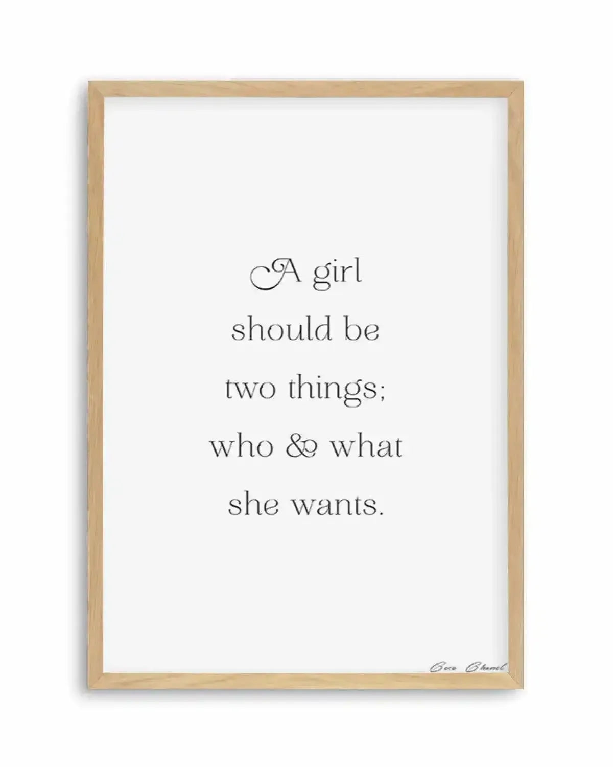 Who And What She Wants | Coco Chanel Art Print from Olive et Oriel where you can shop wallpaper and artworks online