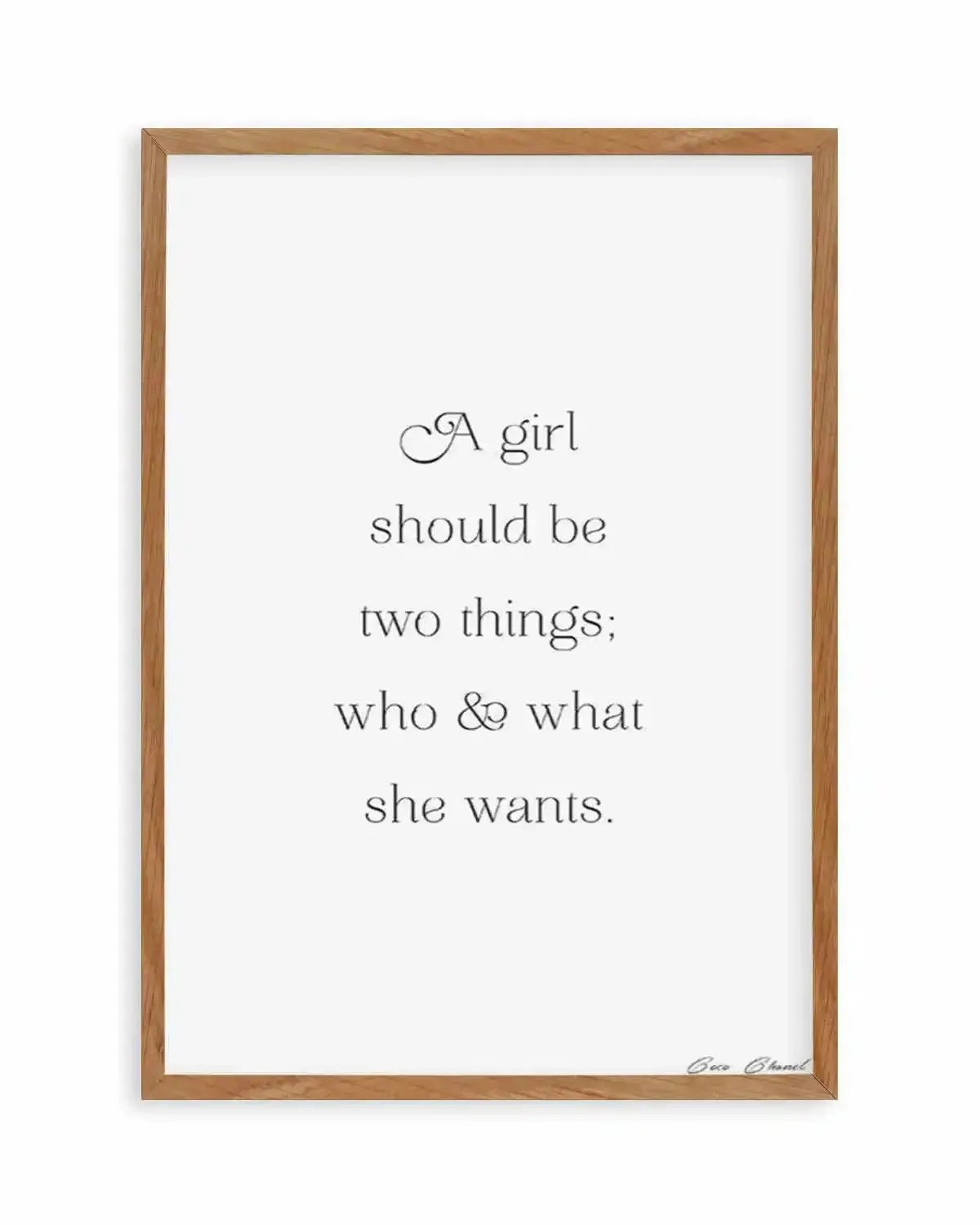 Who And What She Wants | Coco Chanel Art Print from Olive et Oriel where you can shop wallpaper and artworks online