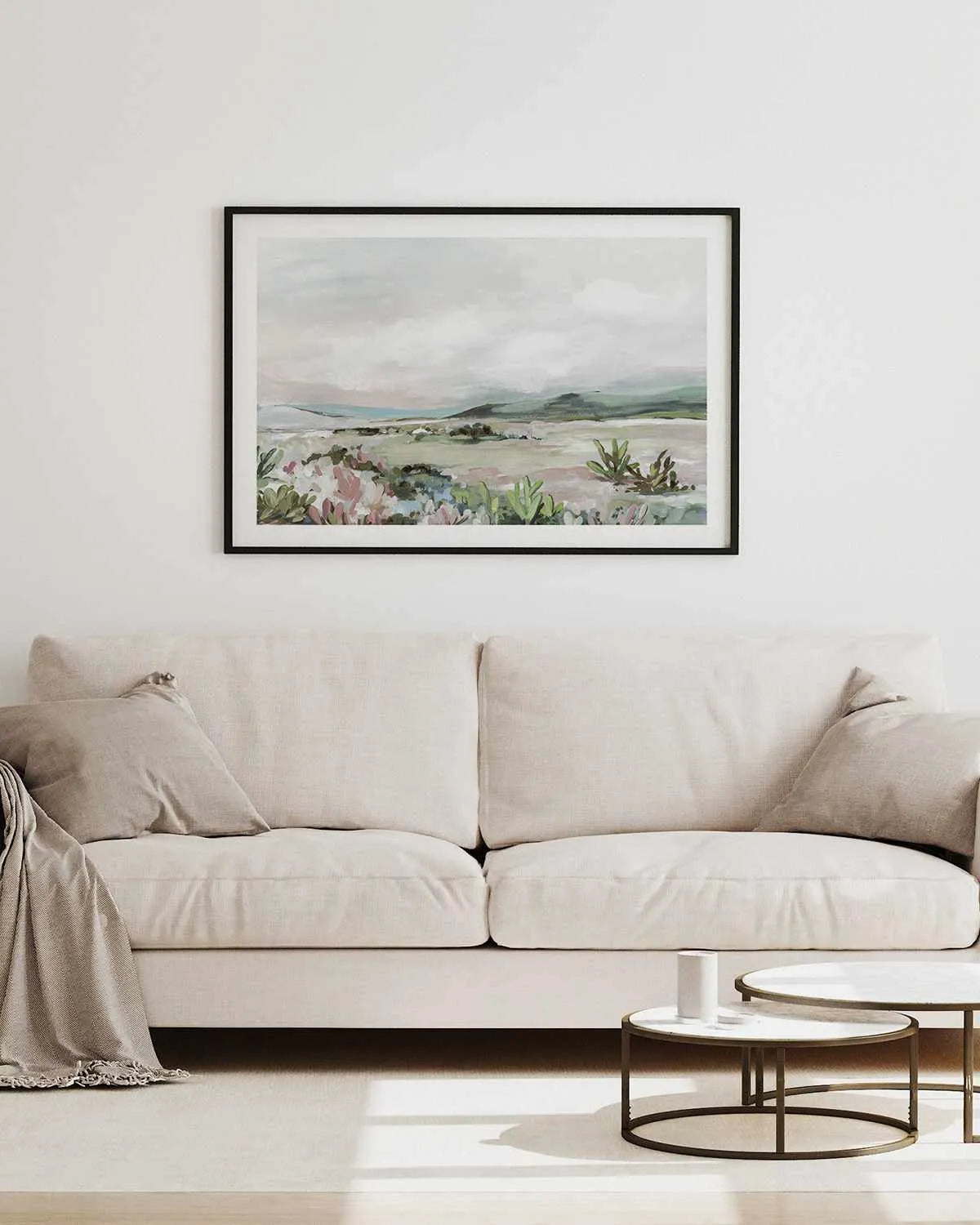 Wild Cactus Garden Art Print-PRINT-Order sage mint green framed abstract painting wall art prints online with Olive et Oriel Australia