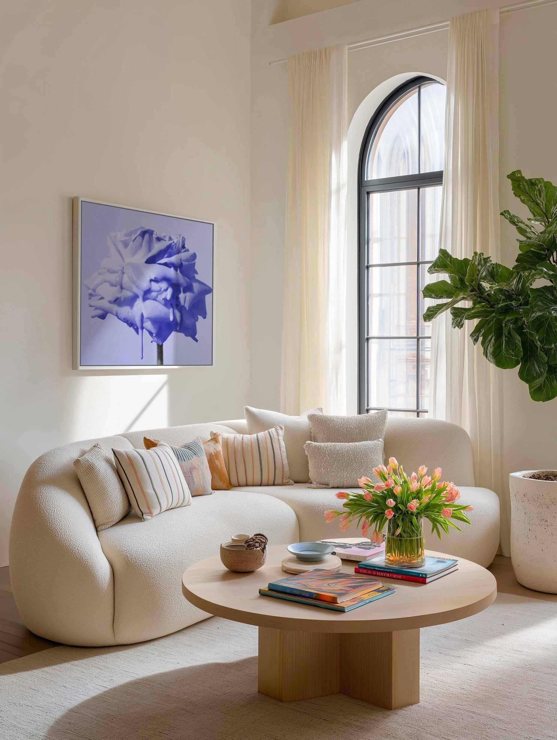 Wild Rose Blue Pop | Framed Canvas Art Print from Olive et Oriel where you can shop wallpaper and artworks online