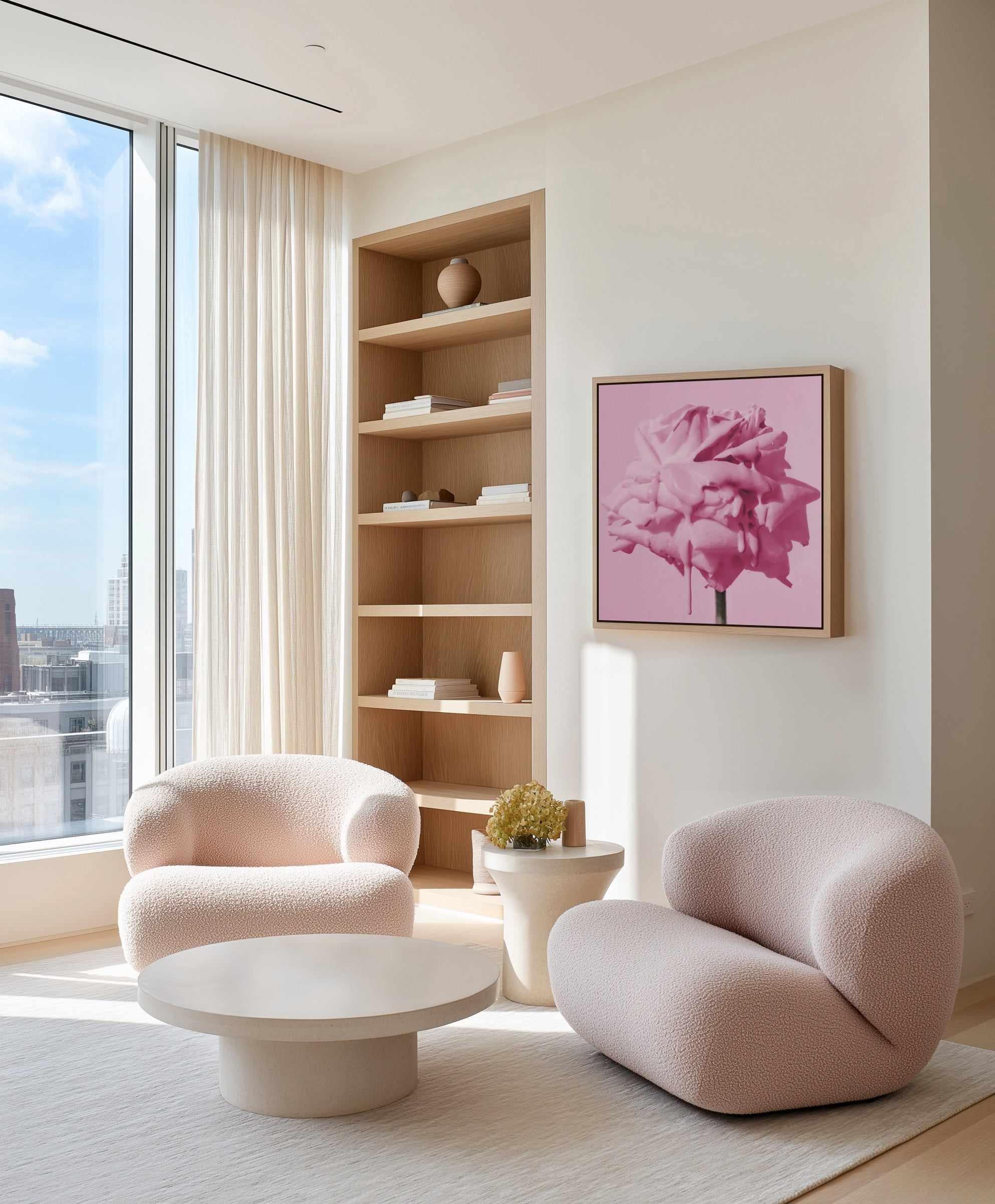 Wild Rose Pink Pop | Framed Canvas Art Print from Olive et Oriel where you can shop wallpaper and artworks online