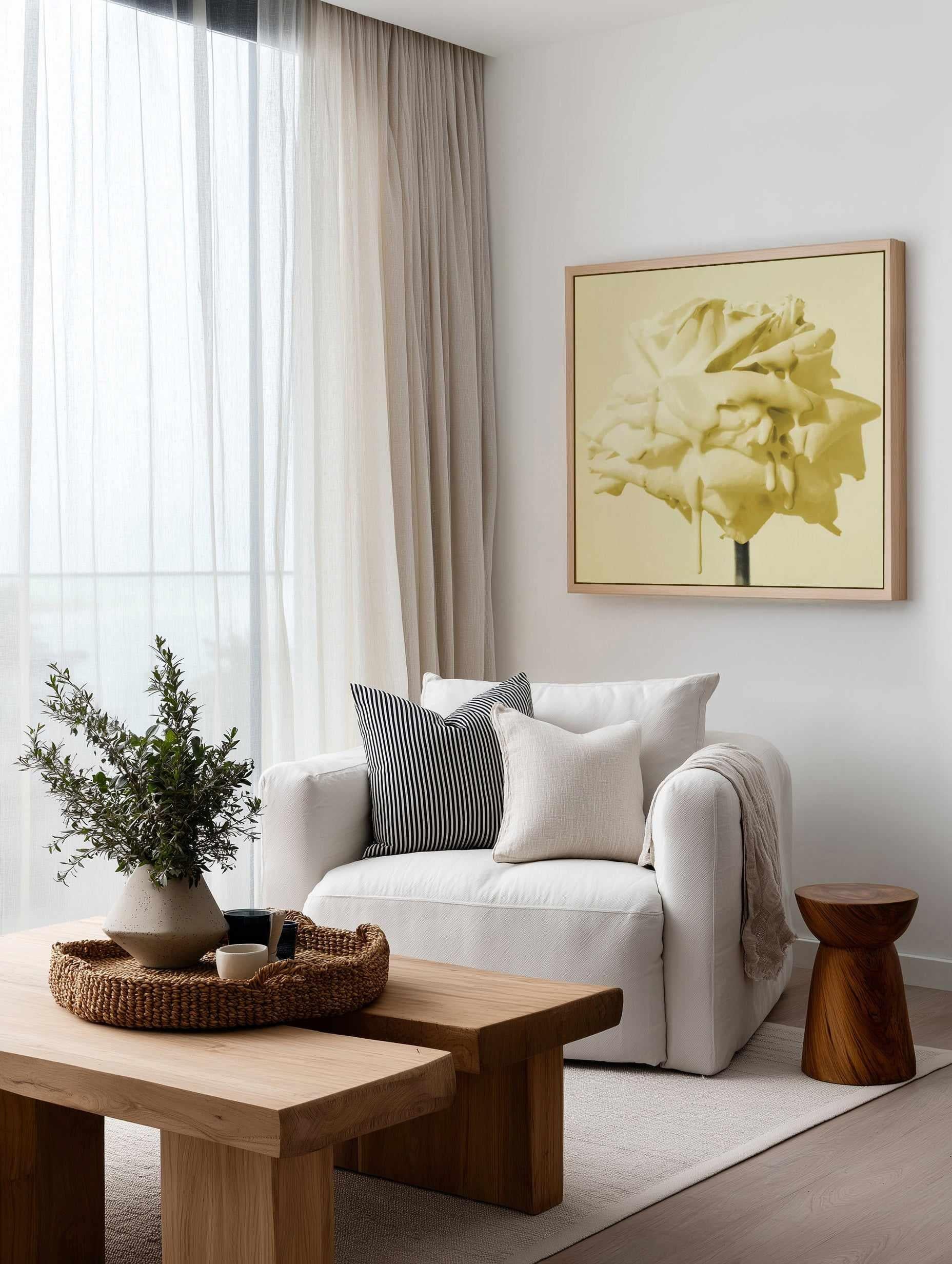 Wild Rose Yellow | Framed Canvas Art Print from Olive et Oriel where you can shop wallpaper and artworks online