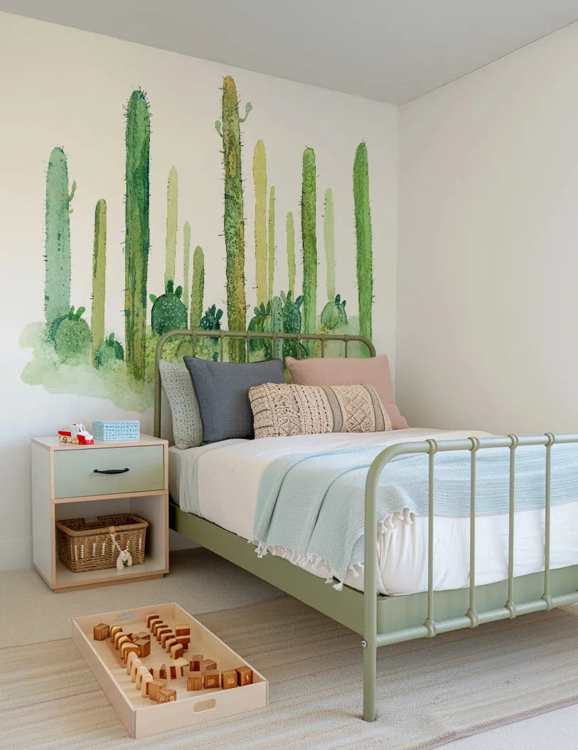 Wild Cactus Wallpaper Mural from Olive et Oriel where you can shop wallpaper and artworks online