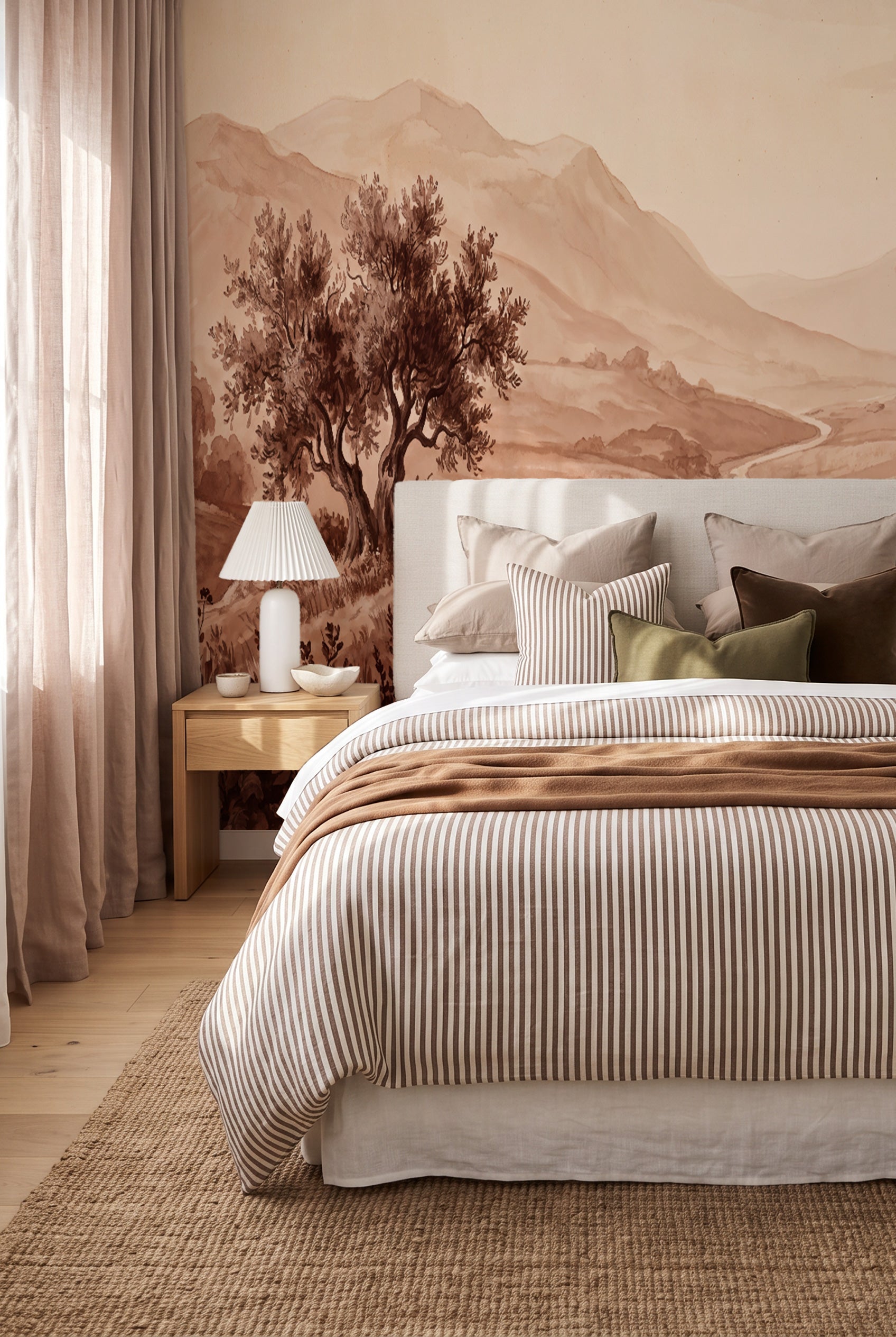 Winding Valley in Chocolate Brown and Pink Wallpaper Mural