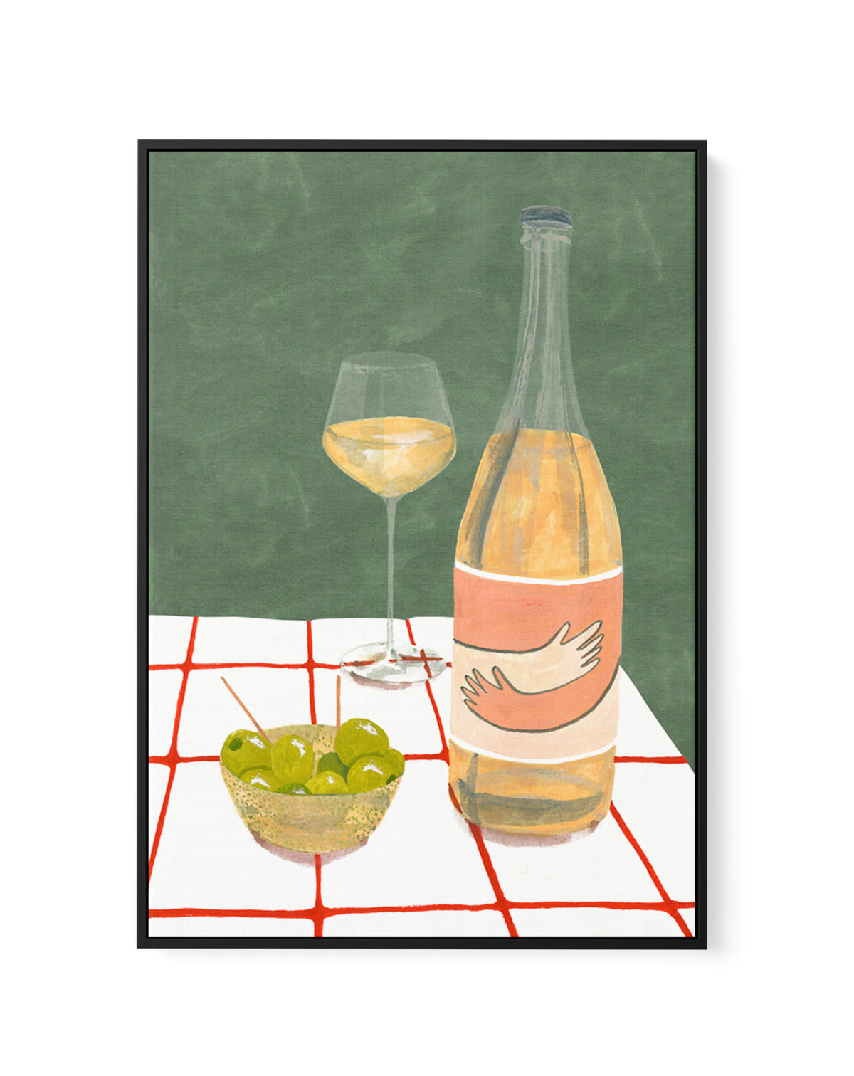 Wine Hug by Laura Page | Framed Canvas Art Print