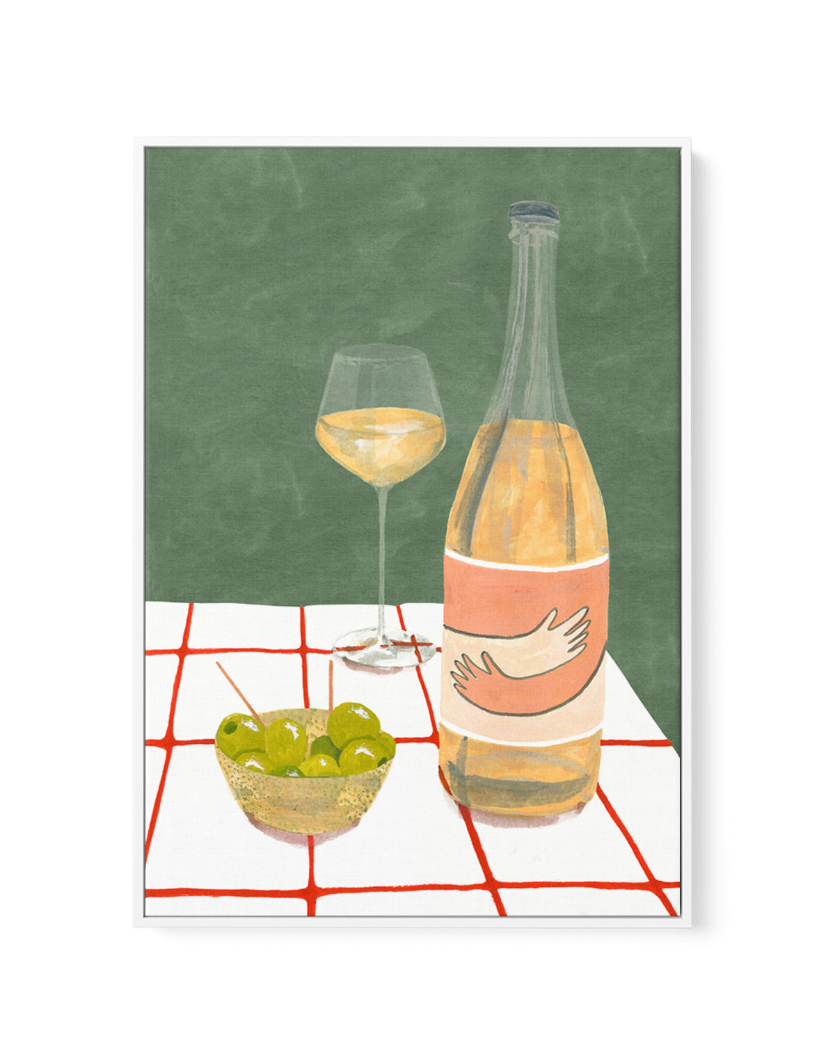 Wine Hug by Laura Page | Framed Canvas Art Print