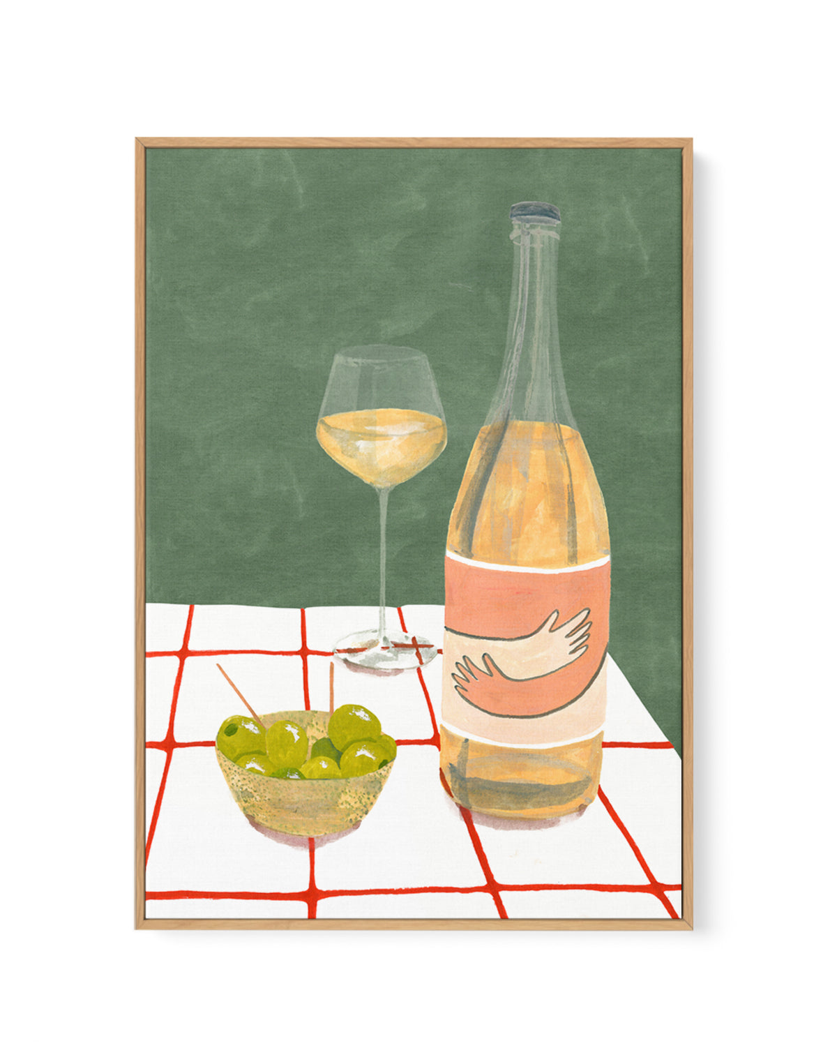 Wine Hug by Laura Page | Framed Canvas Art Print