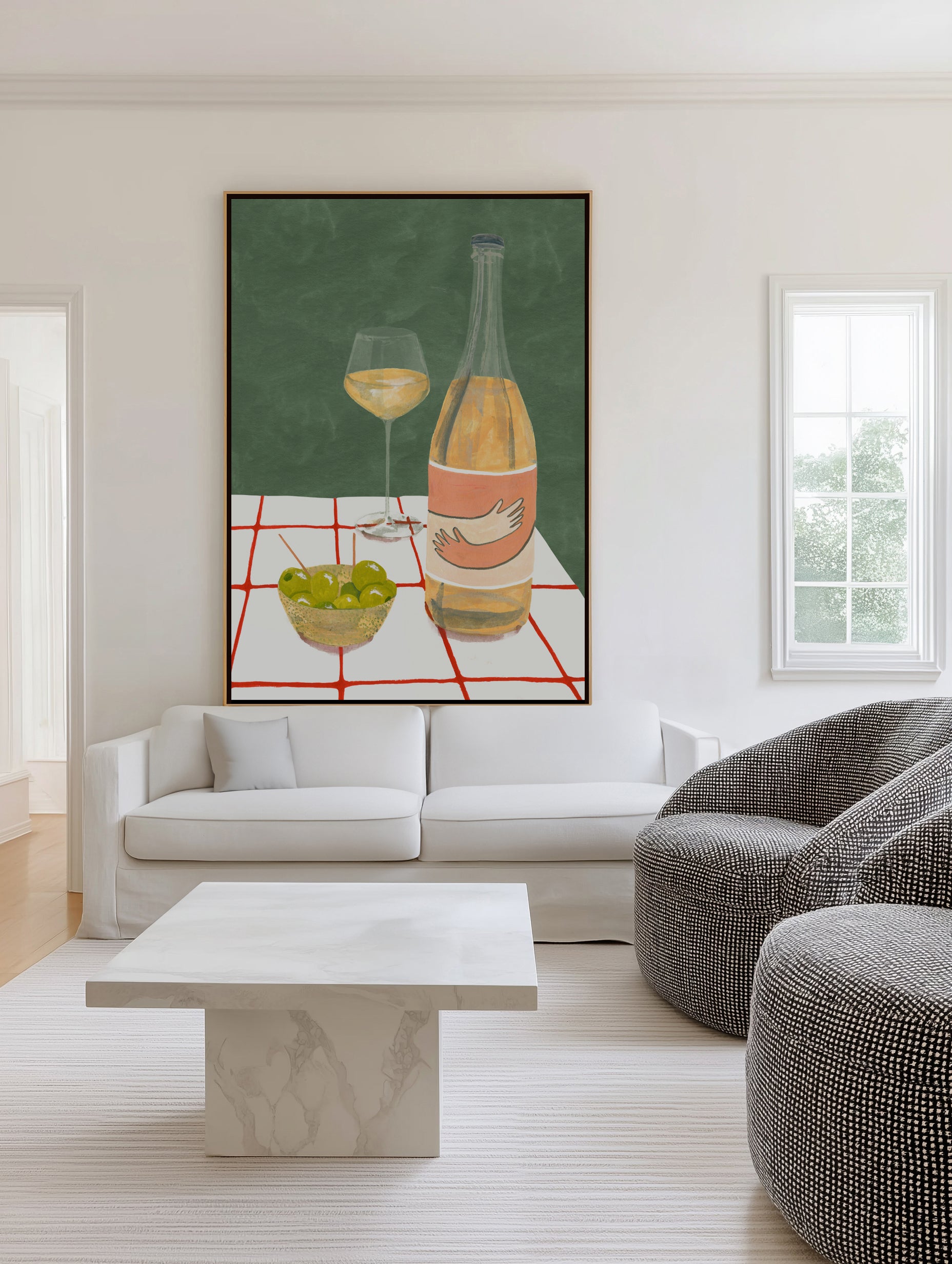 Wine Hug by Laura Page | Framed Canvas Art Print