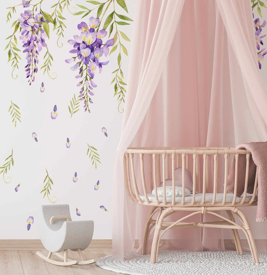 Wisteria Decal Set-Decals-Olive et Oriel-Decorate your kids bedroom wall decor with removable wall decals, these fabric kids decals are a great way to add colour and update your children's bedroom. Available as girls wall decals or boys wall decals, there are also nursery decals.