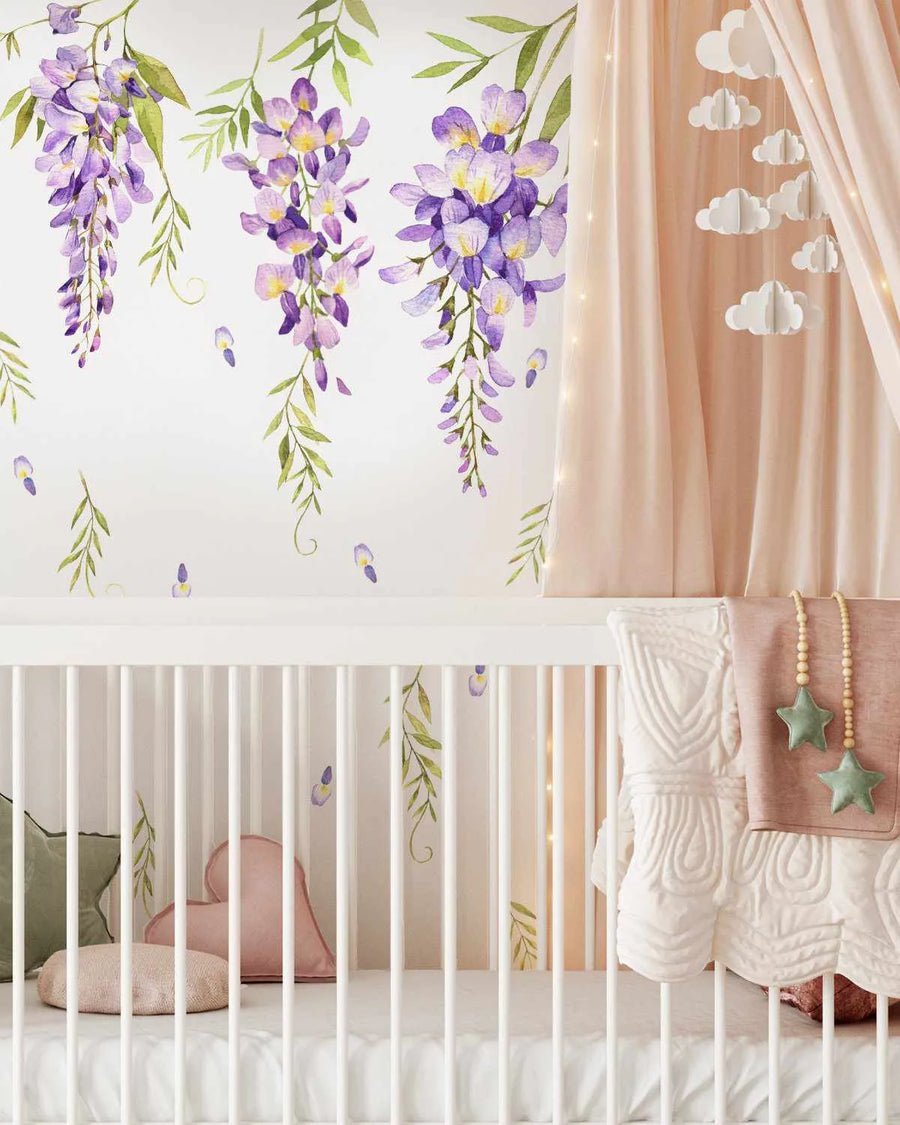 Wisteria Decal Set-Decals-Olive et Oriel-Decorate your kids bedroom wall decor with removable wall decals, these fabric kids decals are a great way to add colour and update your children's bedroom. Available as girls wall decals or boys wall decals, there are also nursery decals.