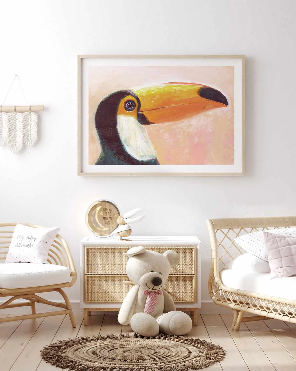 Witty Toucan Art Print from Olive et Oriel where you can shop wallpaper and artworks online