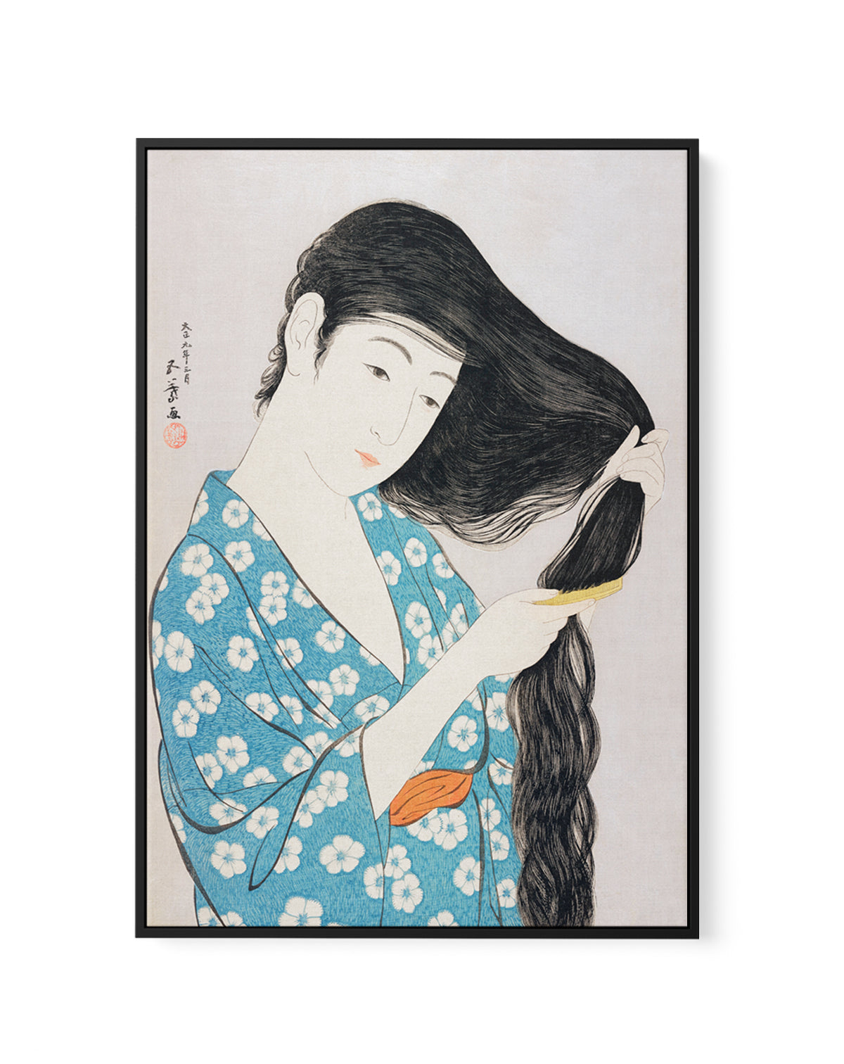 Woman Combing Her Hair (1920) | Framed Canvas Art Print