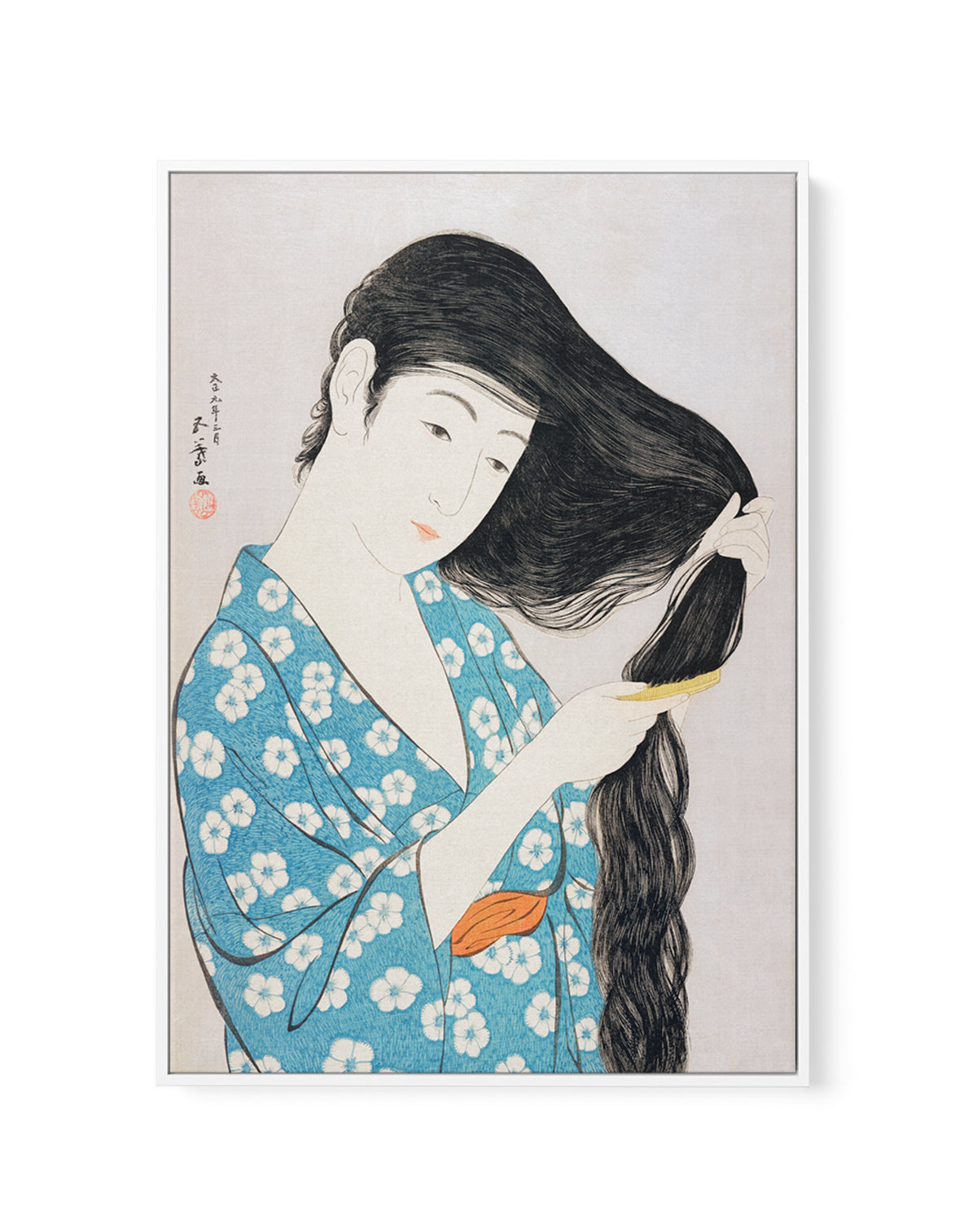 Woman Combing Her Hair (1920) | Framed Canvas Art Print