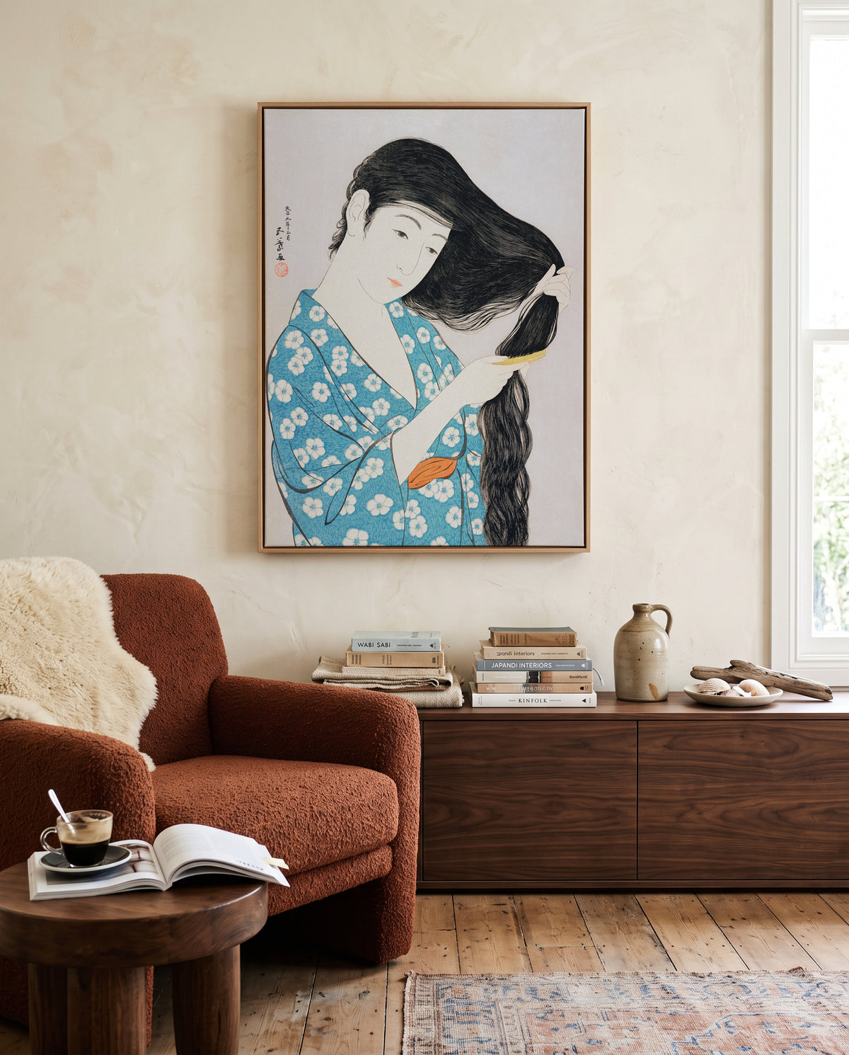 Woman Combing Her Hair (1920) | Framed Canvas Art Print