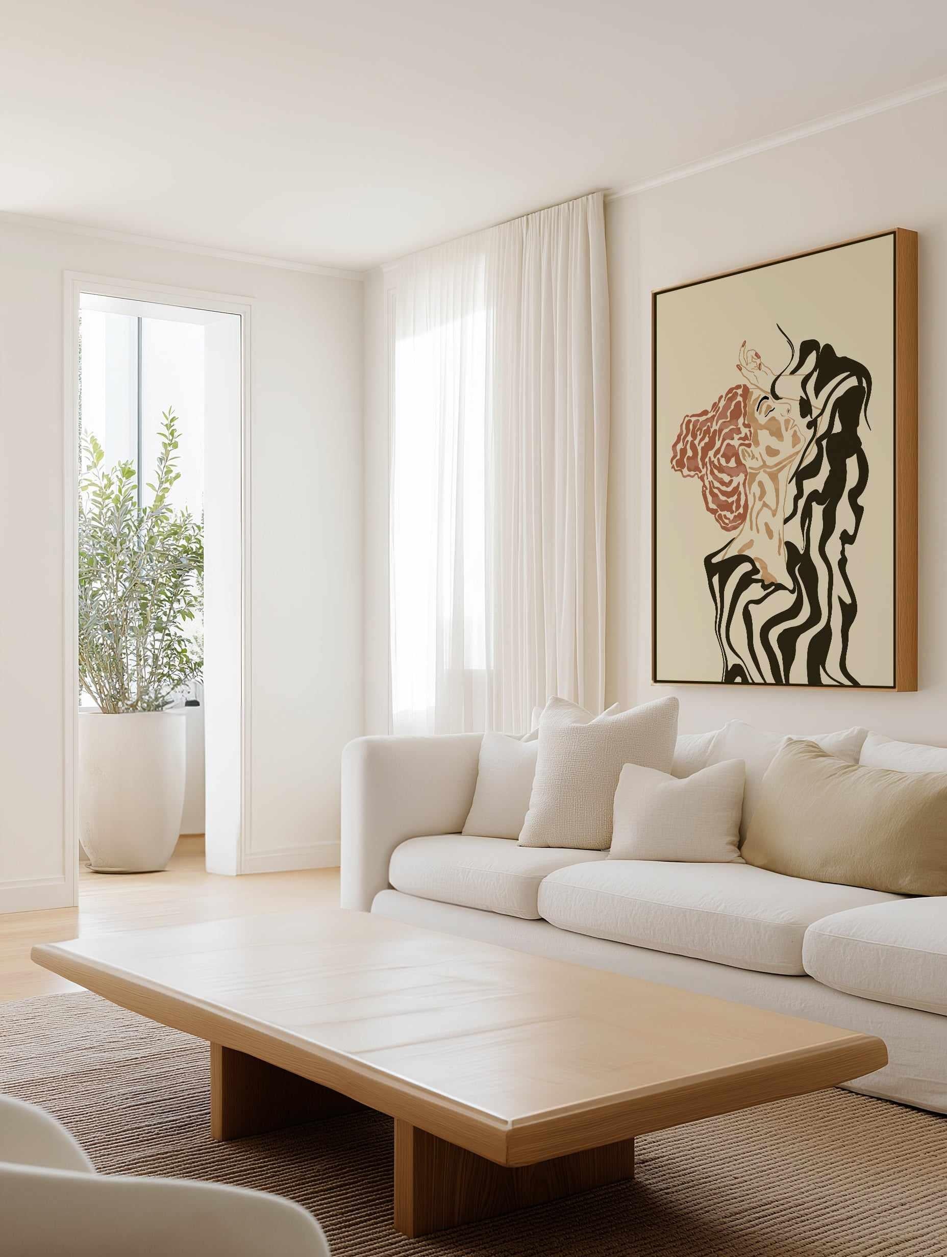 Woman In a Striped Blouse by Sannel Larson | Framed Canvas Art Print from Olive et Oriel where you can shop wallpaper and artworks online