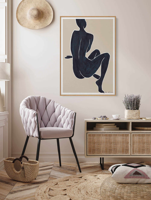 Woman Sitting by Sella Molenaar | Framed Canvas Art Print