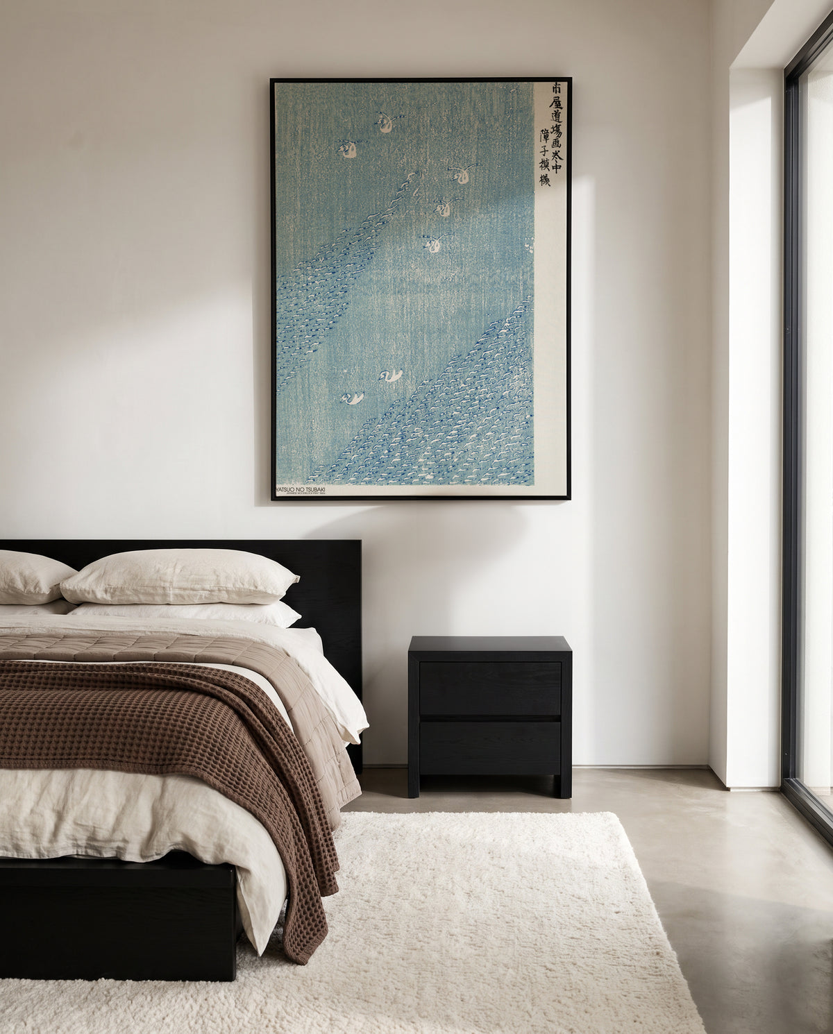 Woodblock Print Blue | Framed Canvas Art Print