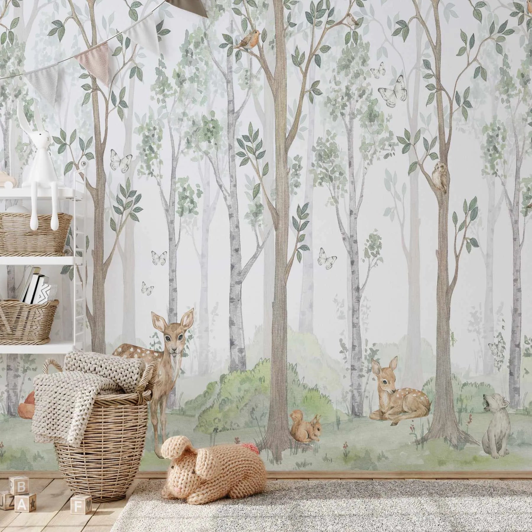 Woodland Forest Animals Wallpaper Mural-Wallpaper-Buy Kids Removable Wallpaper Online Our Custom Made Children‚àö¬¢‚Äö√á¬®‚Äö√ë¬¢s Wallpapers Are A Fun Way To Decorate And Enhance Boys Bedroom Decor And Girls Bedrooms They Are An Amazing Addition To Your Kids Bedroom Walls Our Collection of Kids Wallpaper Is Sure To Transform Your Kids Rooms Interior Style From Pink Wallpaper To Dinosaur Wallpaper Even Marble Wallpapers For Teen Boys Shop Peel And Stick Wallpaper Online Today With Olive et Oriel