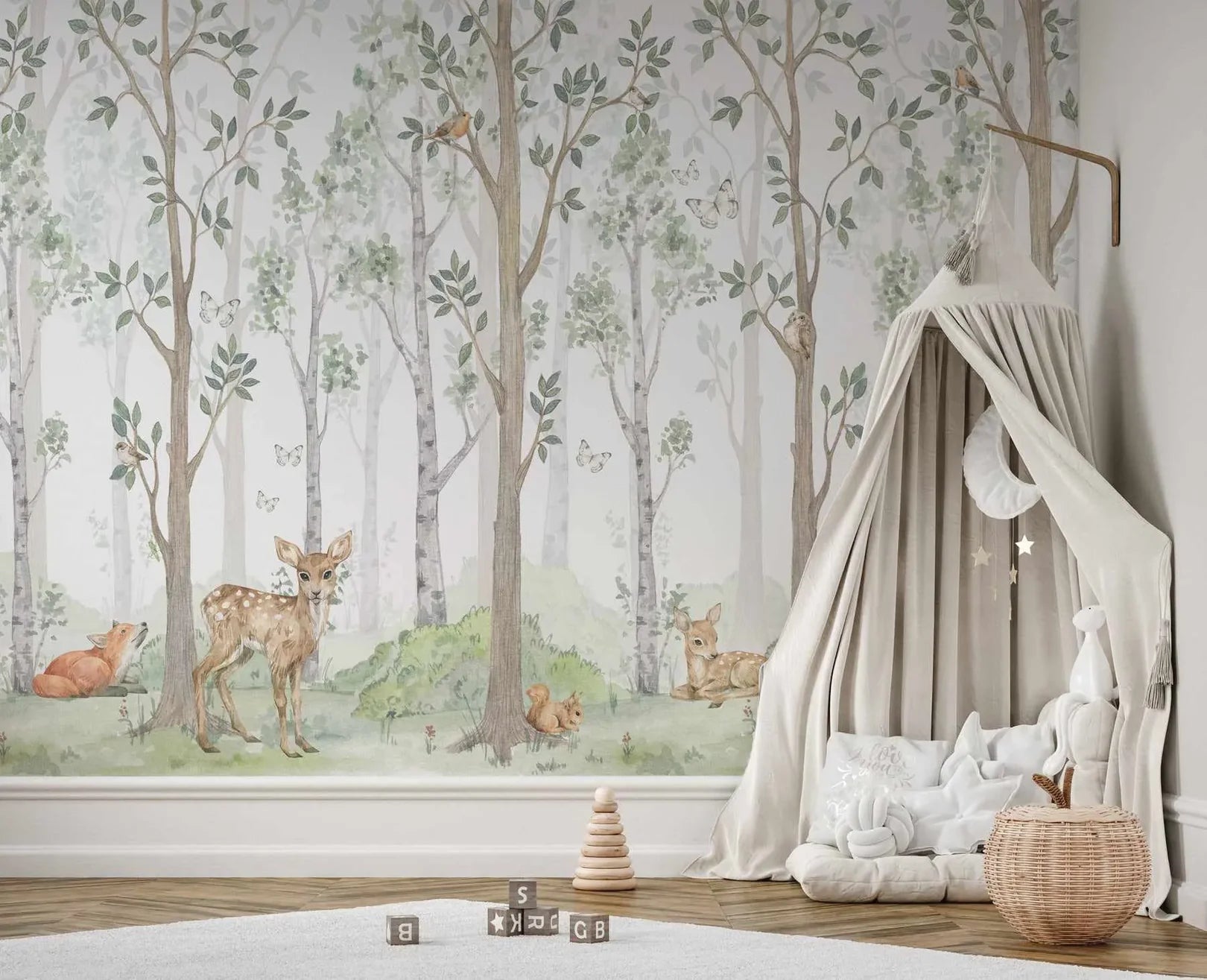 SALE Woodland Forest Animals Wallpaper Mural