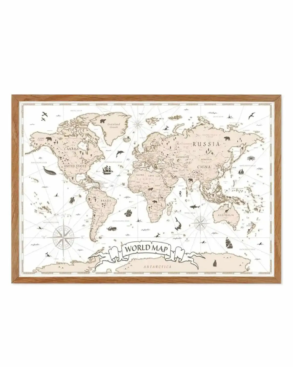 World Map | Beige Art Print from Olive et Oriel where you can shop wallpaper and artworks online