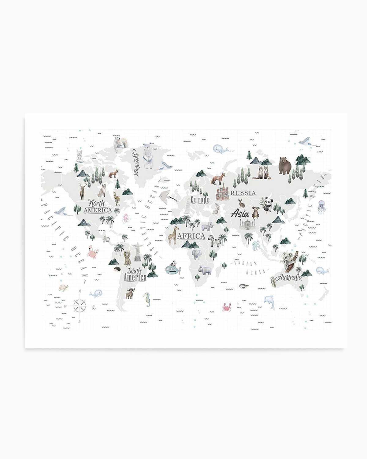 World Map | Wilderness Art Print