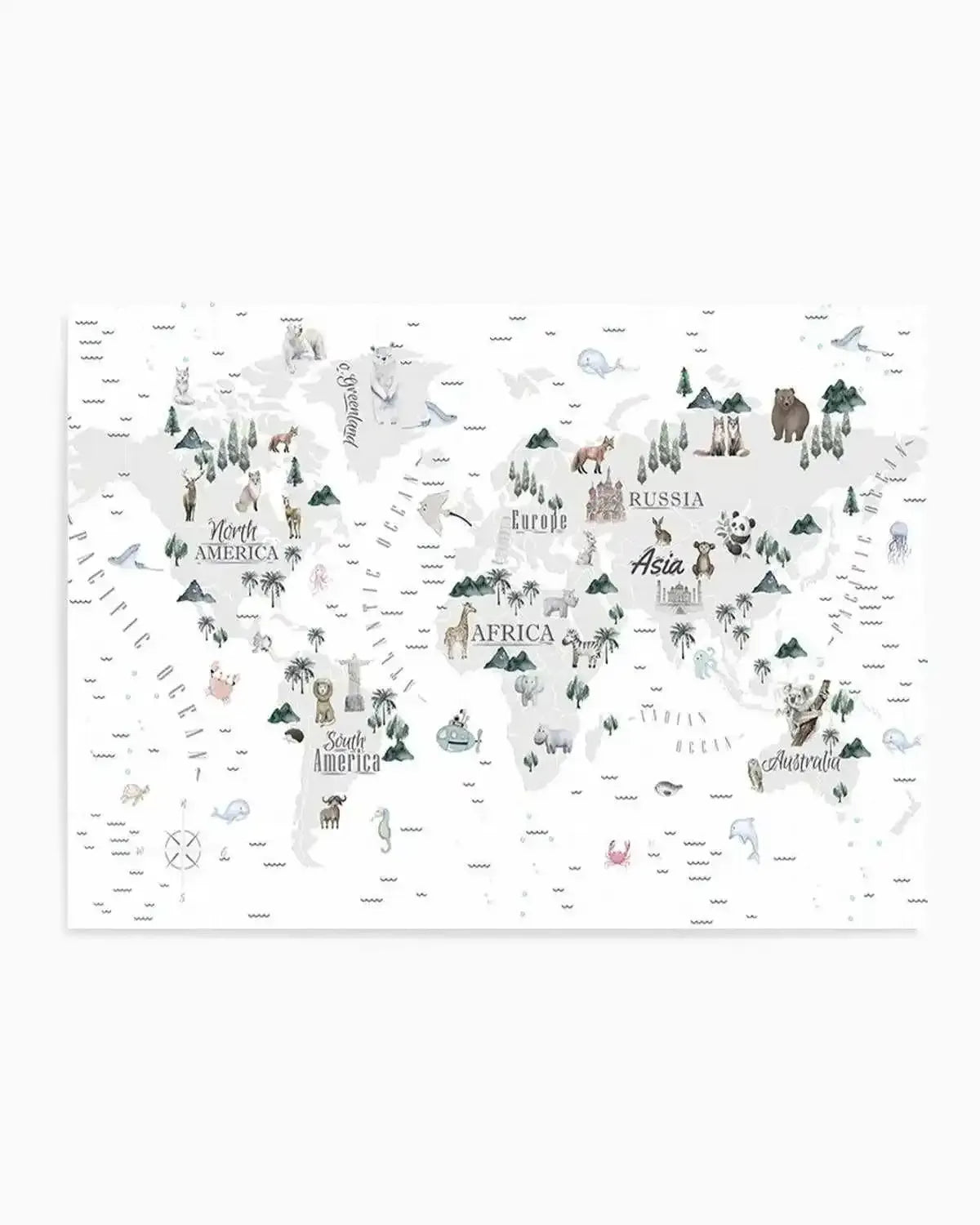 World Map | Wilderness Art Print from Olive et Oriel where you can shop wallpaper and artworks online