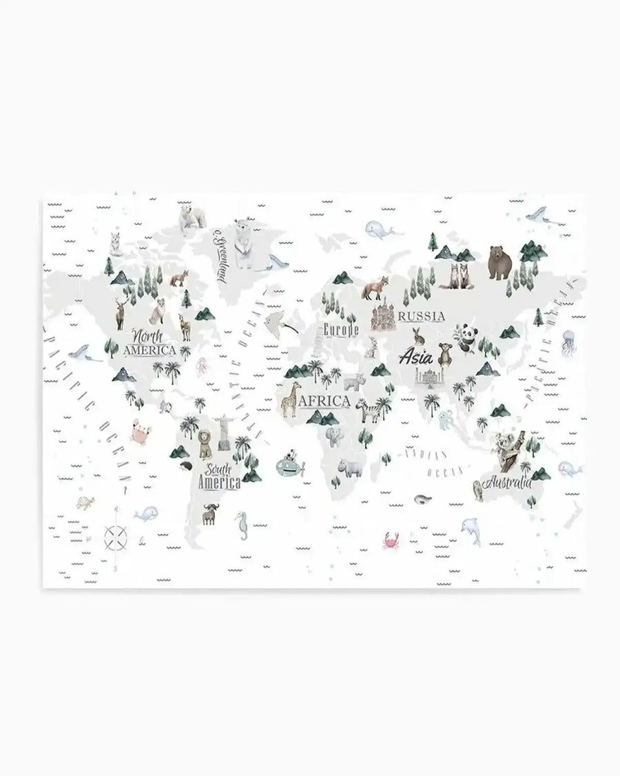 World Map | Wilderness Art Print from Olive et Oriel where you can shop wallpaper and artworks online