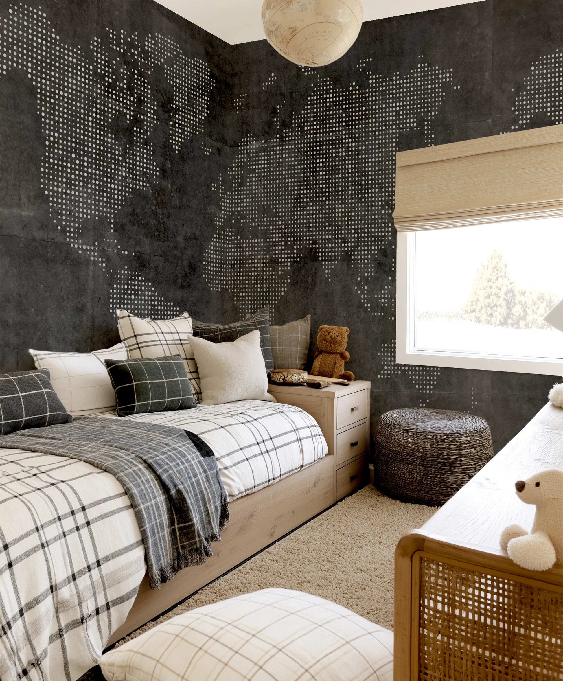 World Wide Concrete Map Wallpaper Mural from Olive et Oriel where you can shop wallpaper and artworks online