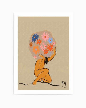 World on her Shoulders by Arty Guava | Art Print from Olive et Oriel where you can shop wallpaper and artworks online