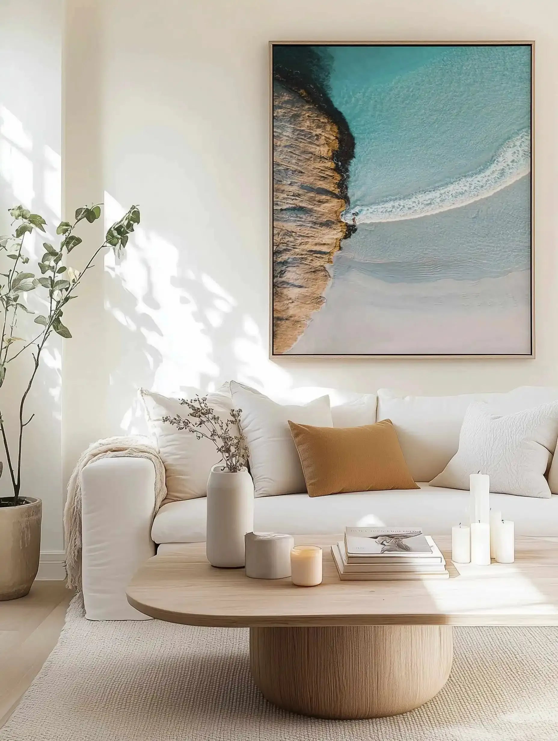 Wylie Bay Curves Esperance | Aerial Photo Wall Framed Canvas Art Print from Olive et Oriel where you can shop wallpaper and artworks online