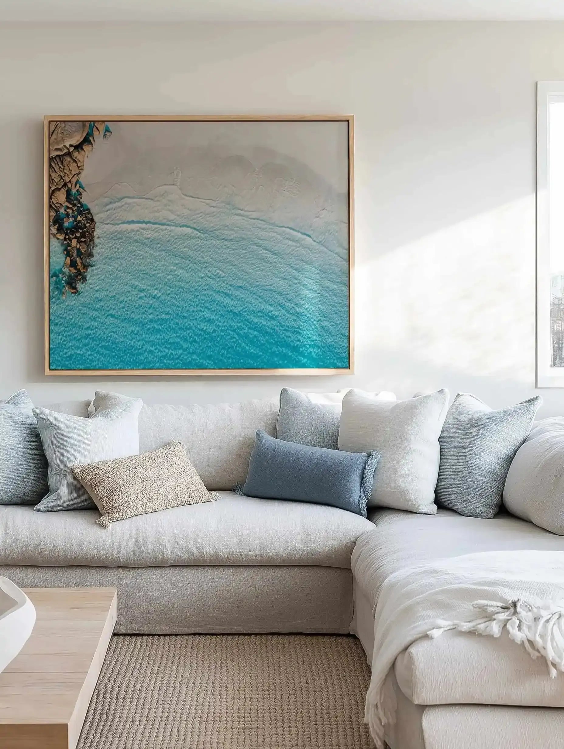 Wylie Bay LS | Aerial Photo Wall Framed Canvas Art Print from Olive et Oriel where you can shop wallpaper and artworks online