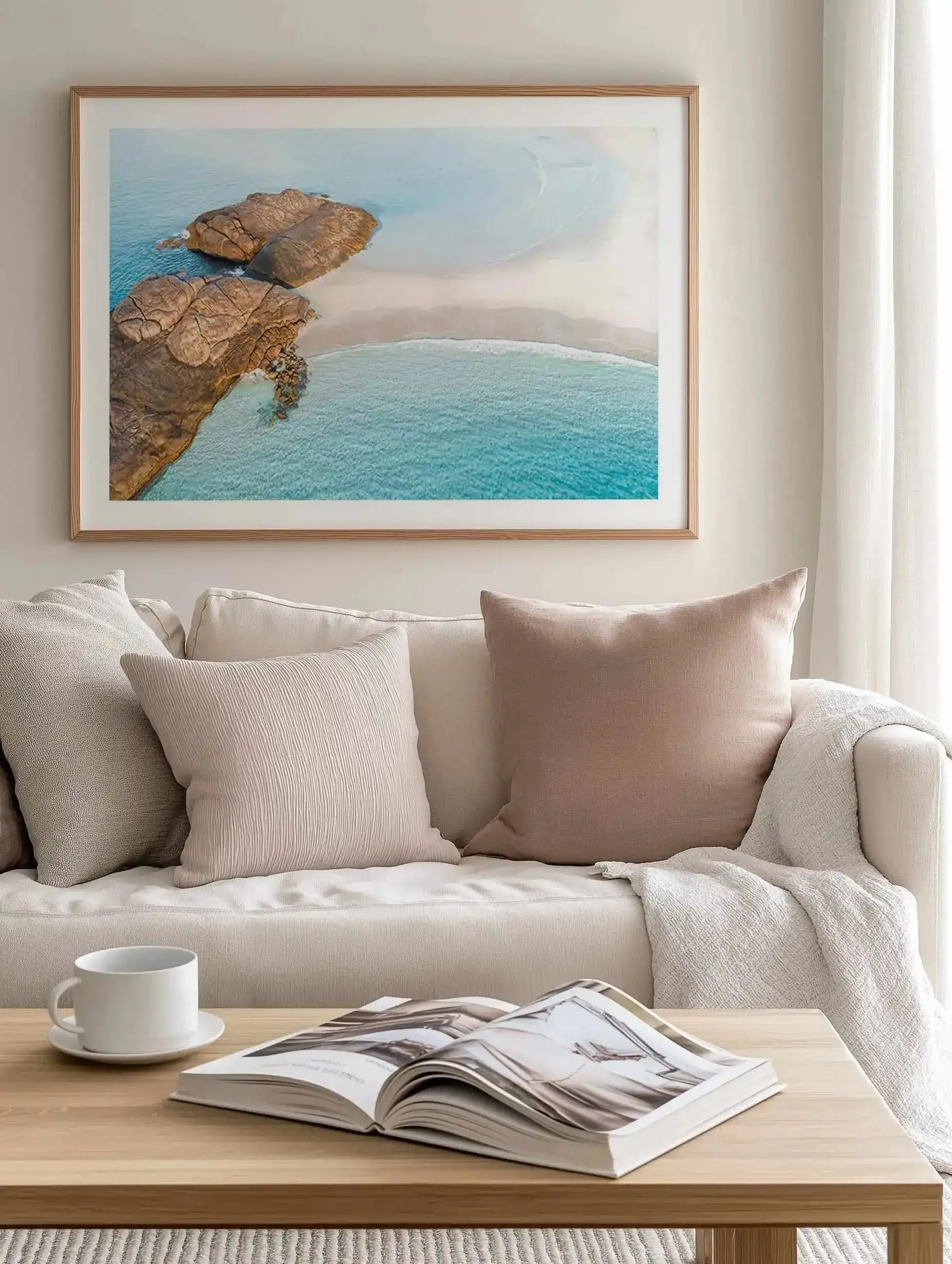 Wylie Bay Rocks | Aerial Photo Wall Art Print from Olive et Oriel where you can shop wallpaper and artworks online
