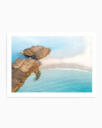 Wylie Bay Rocks | Aerial Photo Wall Art Print aqua blue coastal art print