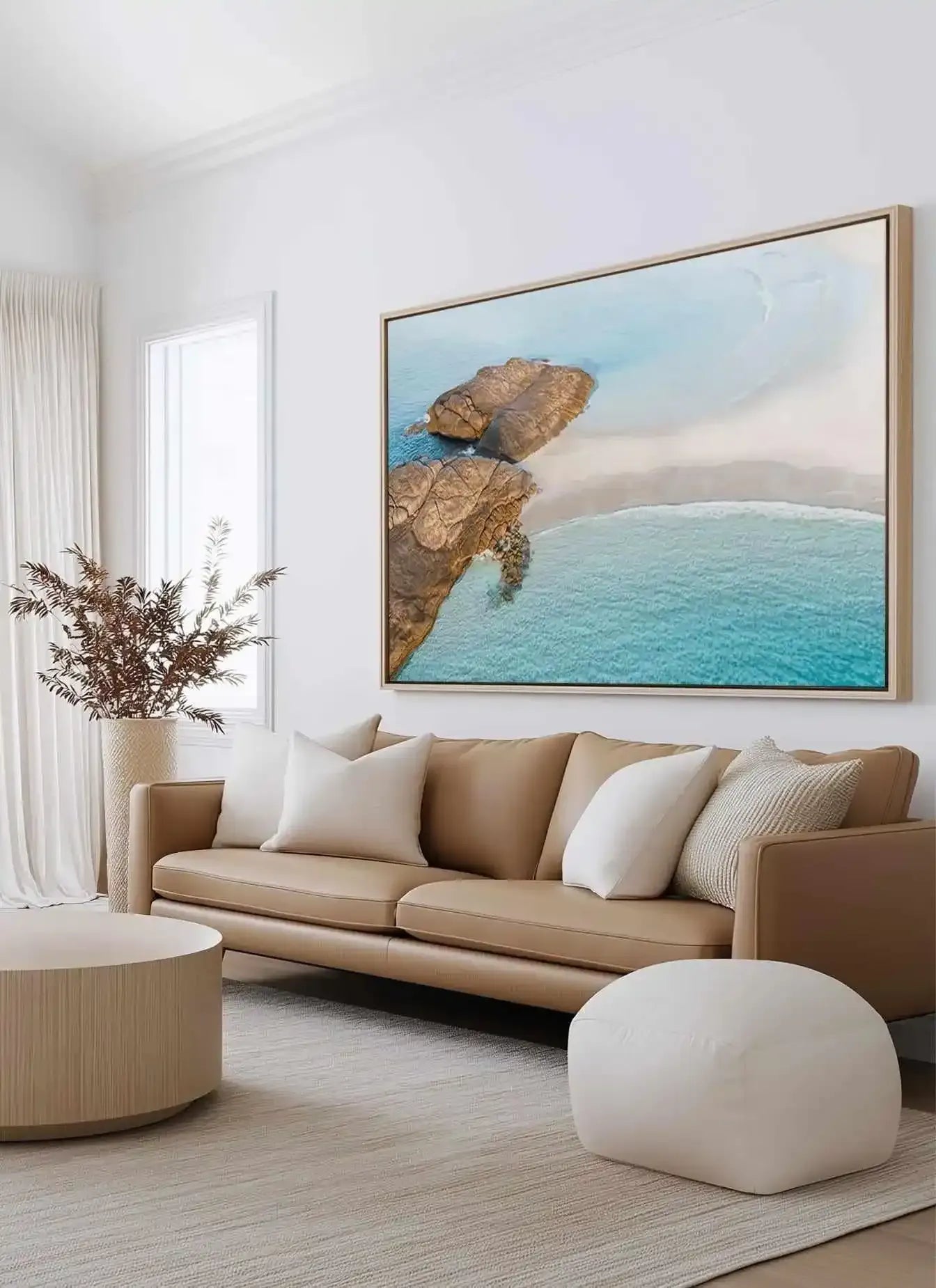 Wylie Bay Rocks | Aerial Photo Wall Framed Canvas Art Print from Olive et Oriel where you can shop wallpaper and artworks online