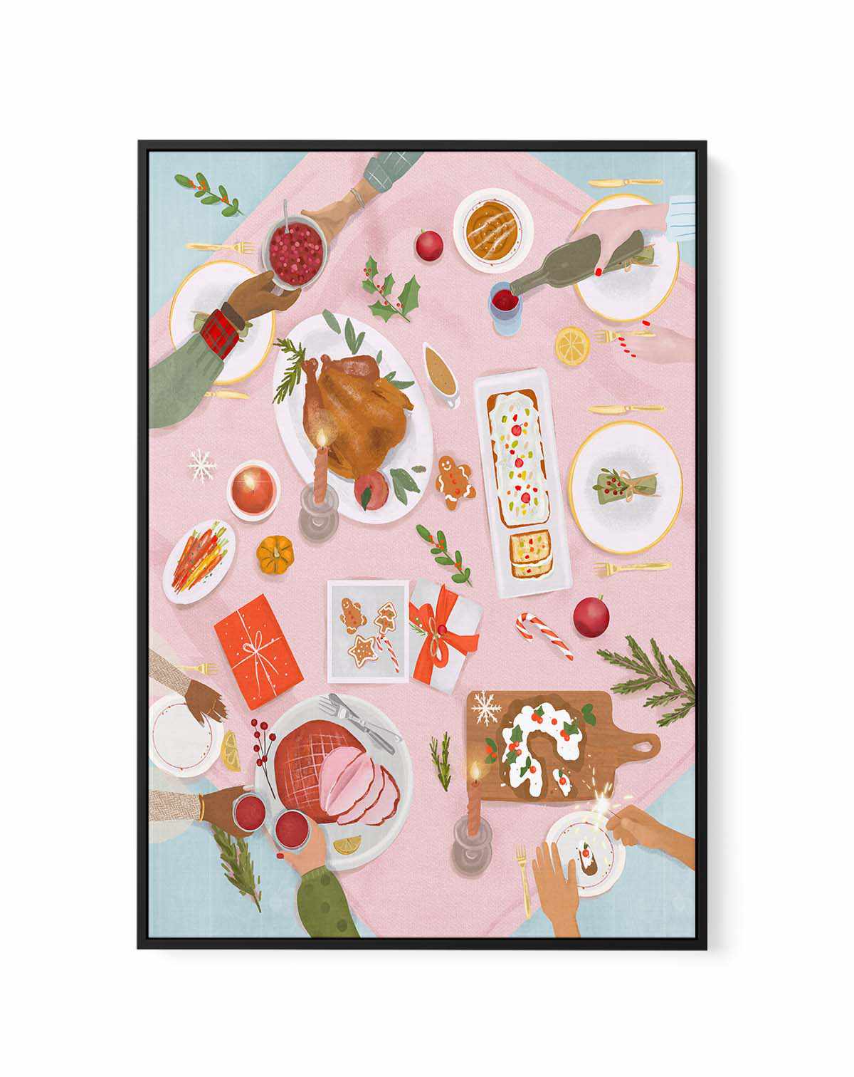 Xmas Brunch By Petra Lizde | Framed Canvas Art Print